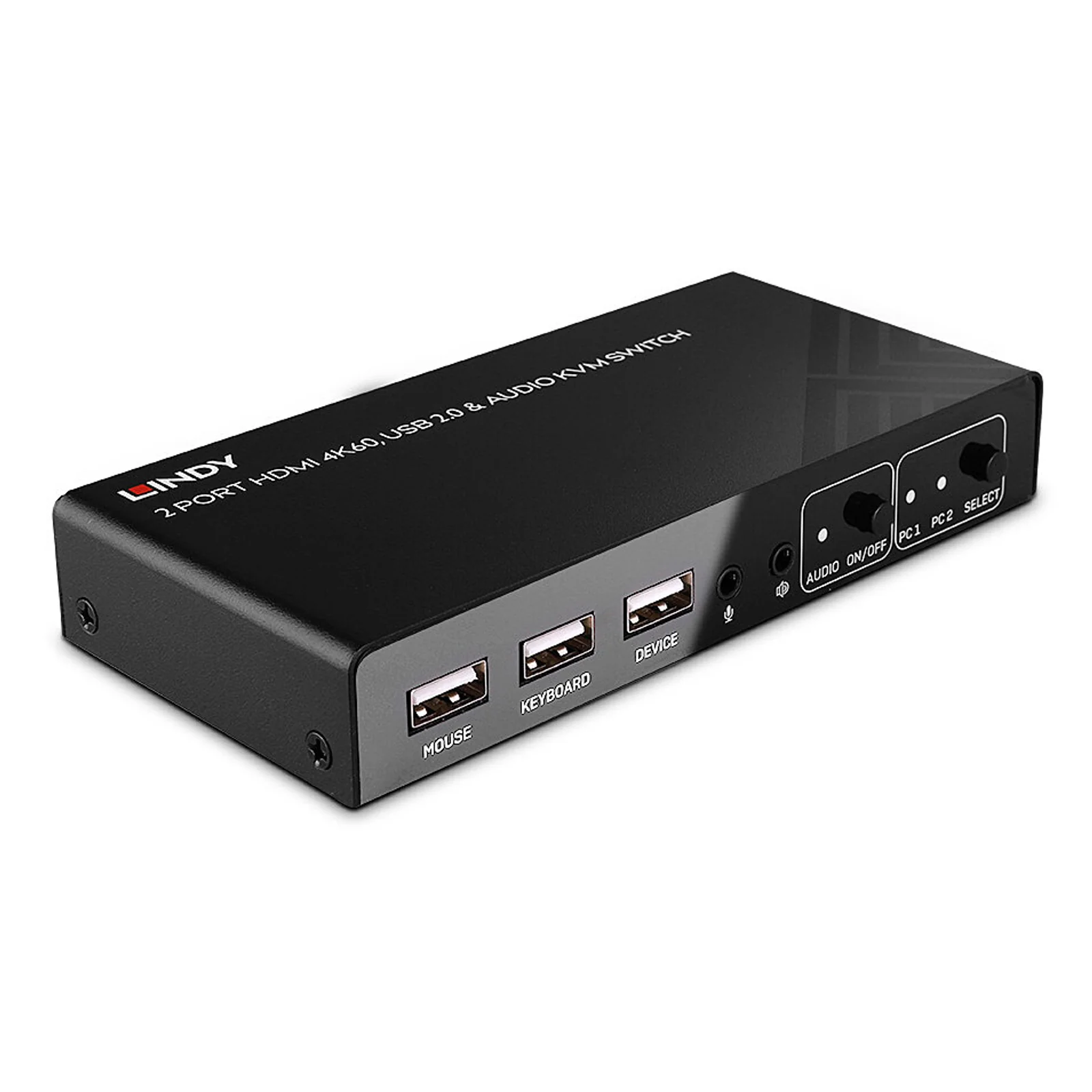 Lindy Switch KVM HDMI 4K60, USB 2.0 & Audio, 2 ports