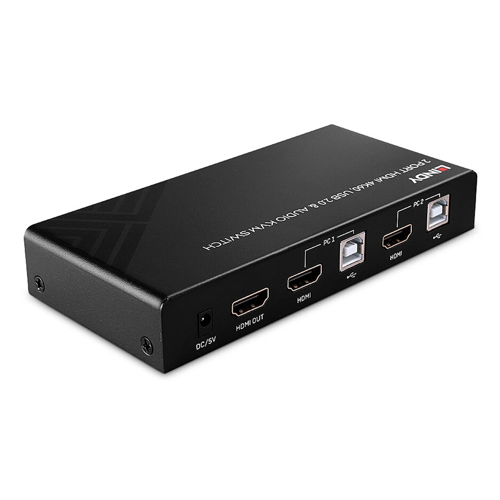 Lindy Switch KVM HDMI 4K60, USB 2.0 & Audio, 2 ports