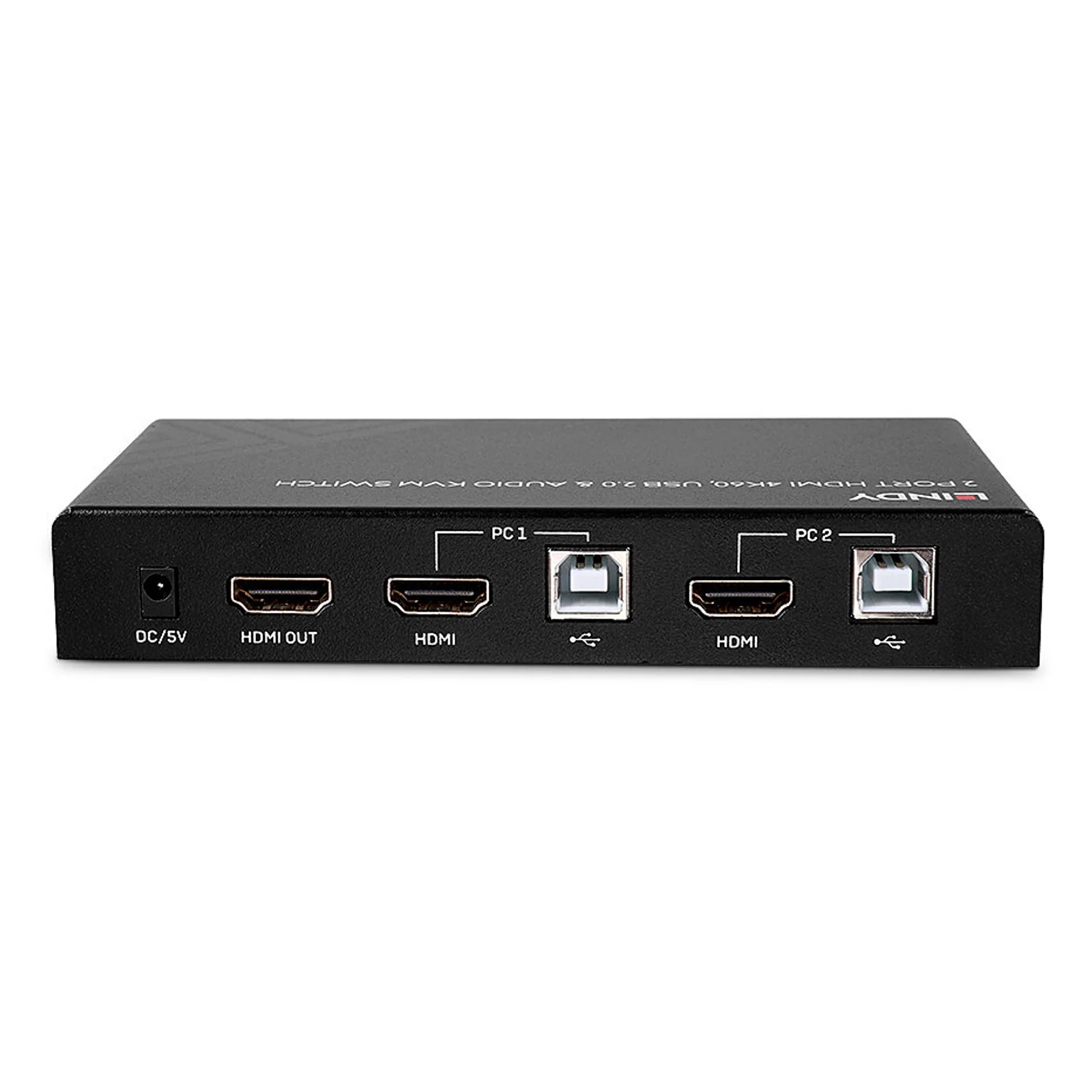 Lindy Switch KVM HDMI 4K60, USB 2.0 & Audio, 2 ports