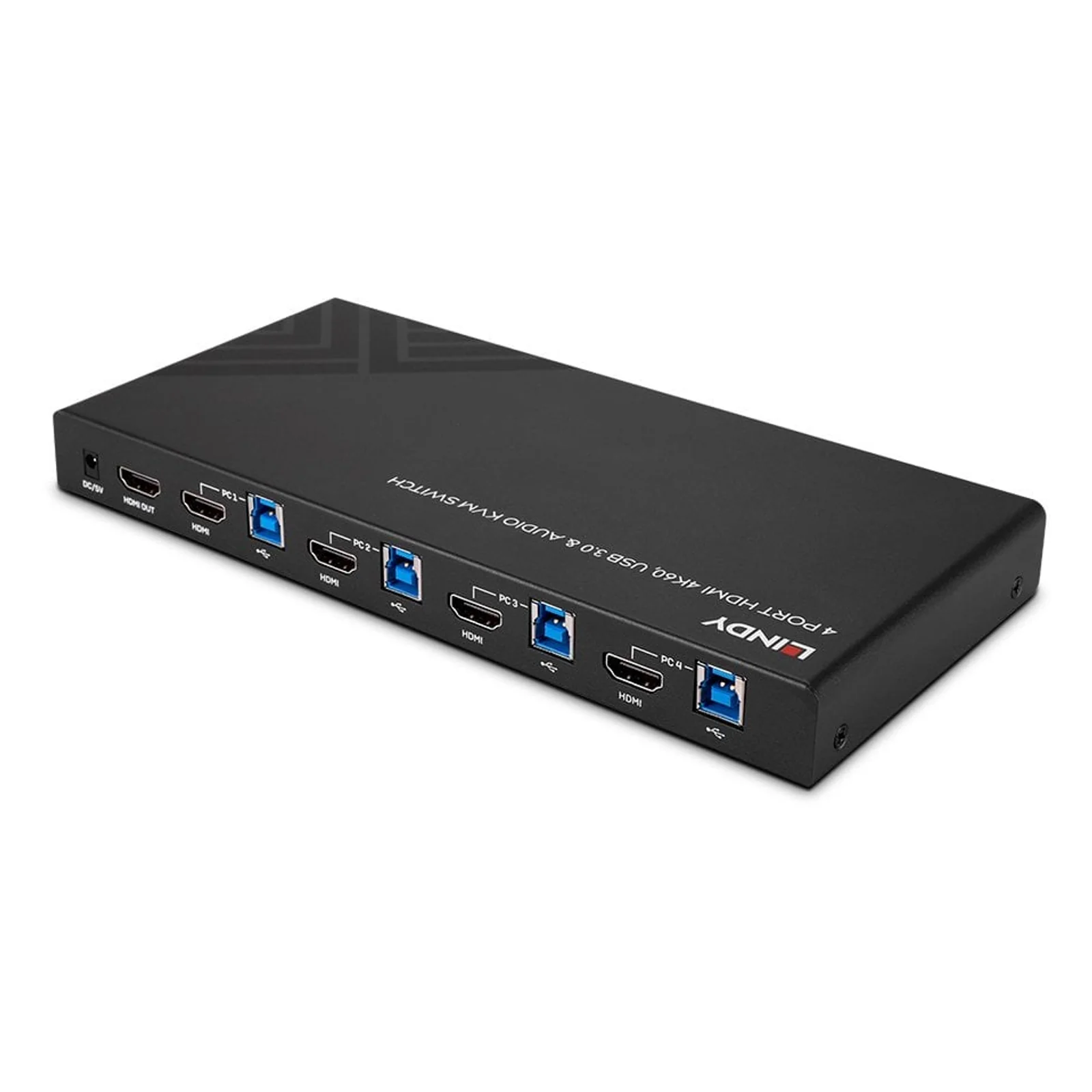 Lindy Switch KVM HDMI 4K60, USB 3.0 & Audio, 4 ports