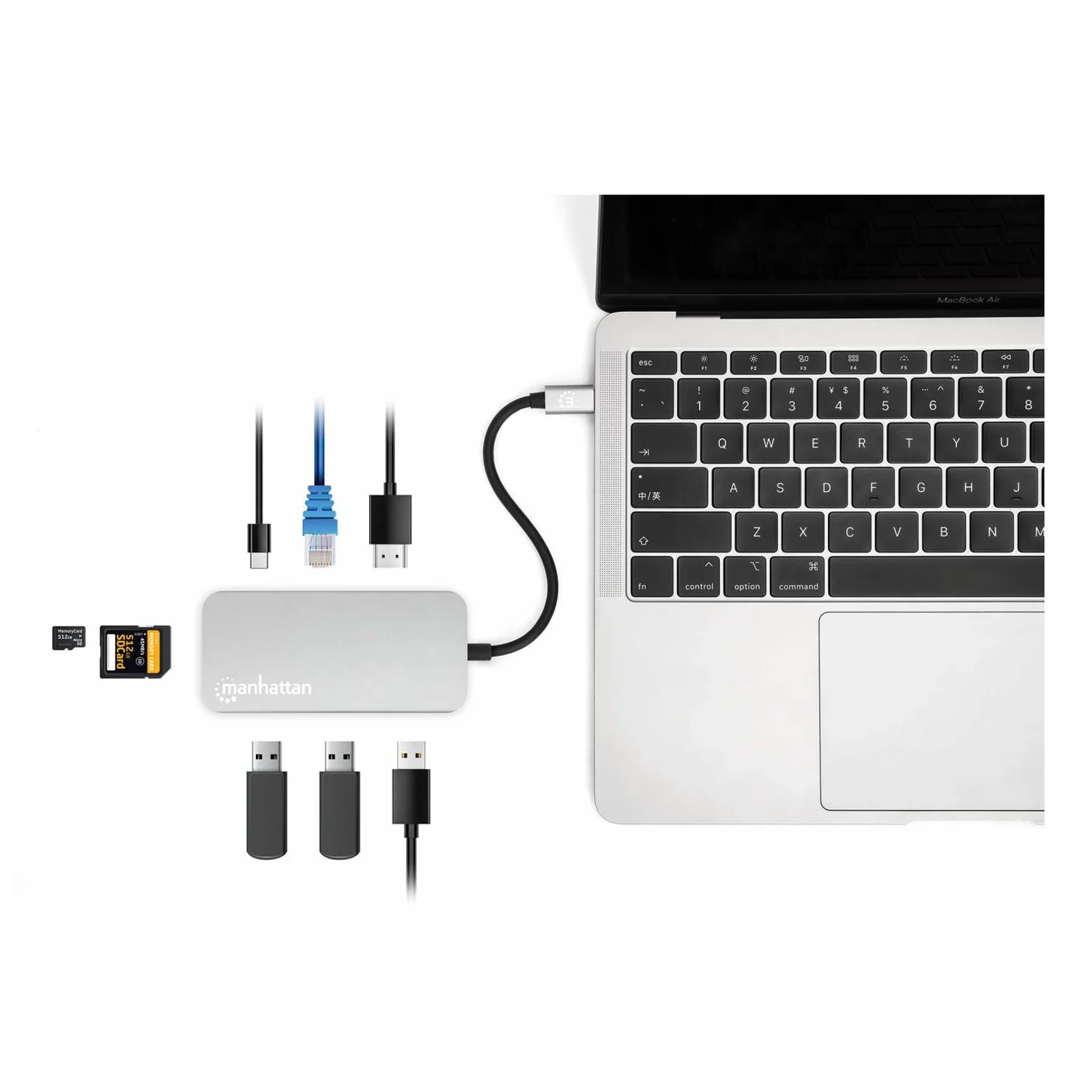 Manhattan 130615 station d'accueil Avec fil USB 3.2 Gen 1 (3.1 Gen 1) Type-C Aluminium