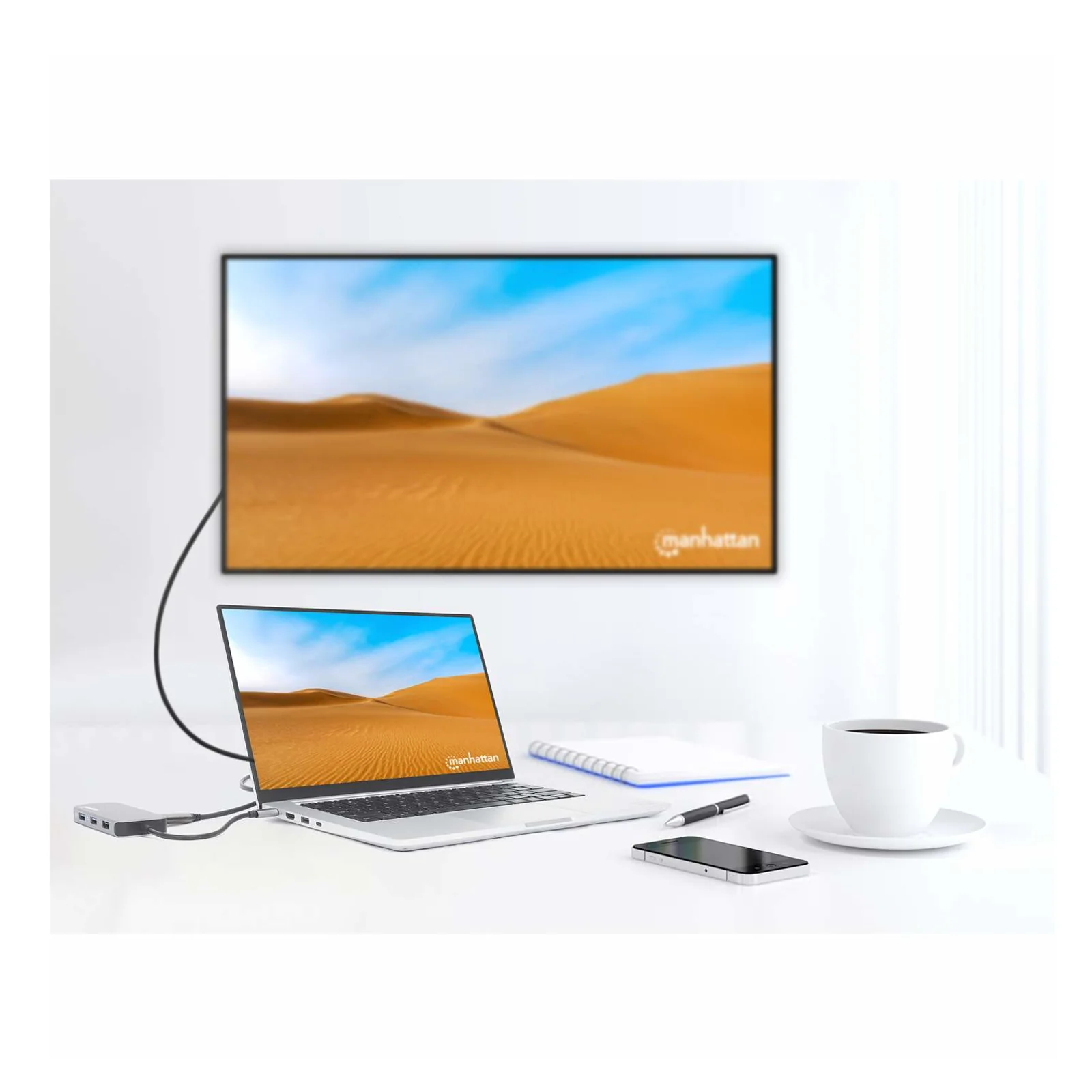 Manhattan 130615 station d'accueil Avec fil USB 3.2 Gen 1 (3.1 Gen 1) Type-C Aluminium