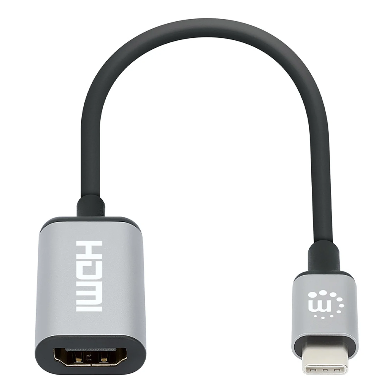 Manhattan 153706 câble vidéo et adaptateur 0,15 m USB Type-C HDMI Type A (Standard) Noir, Argent