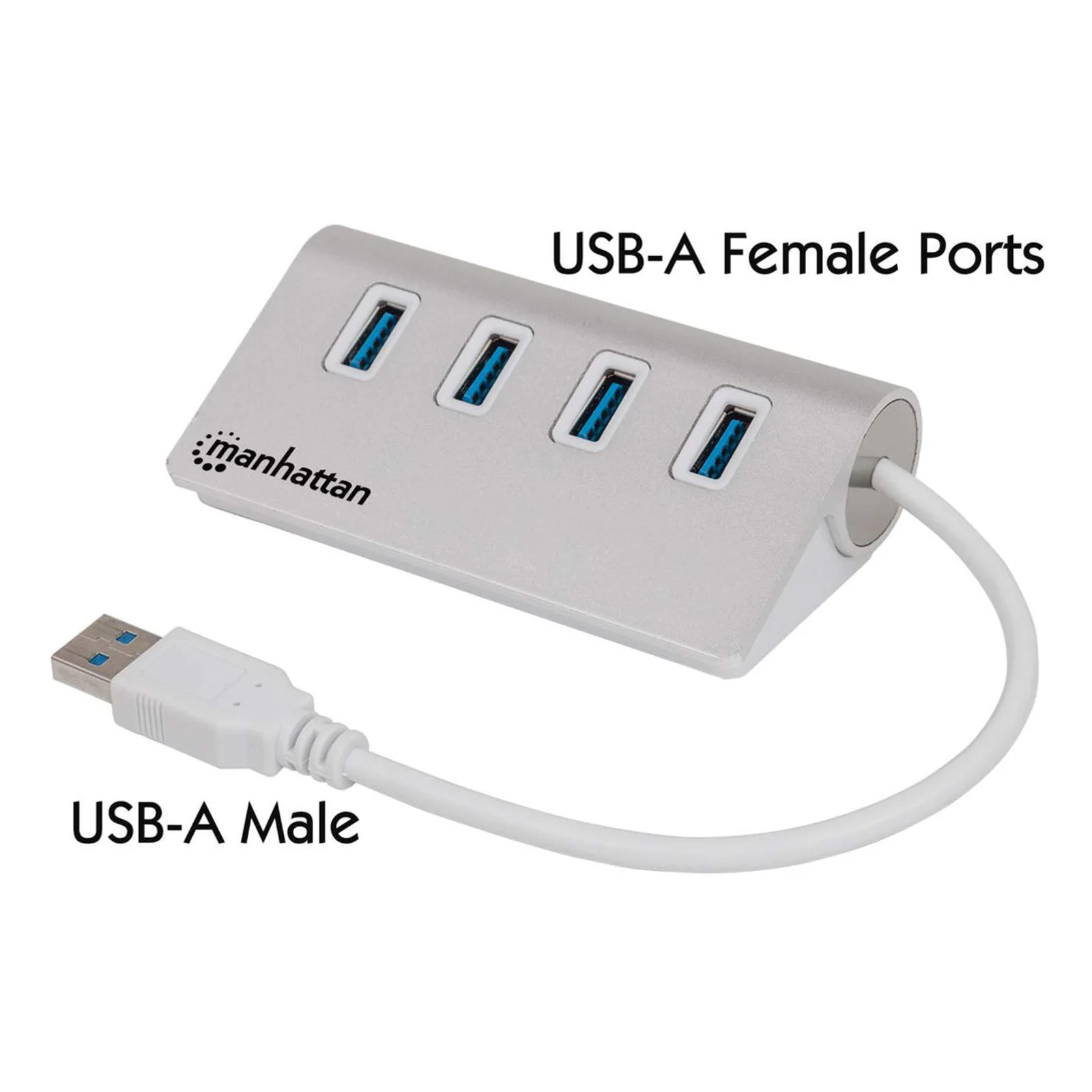 163767 hub & concentrateur USB 3.2 Gen 1 (3.1 Gen 1) Type-A 5000 Mbit/s Aluminium, Blanc