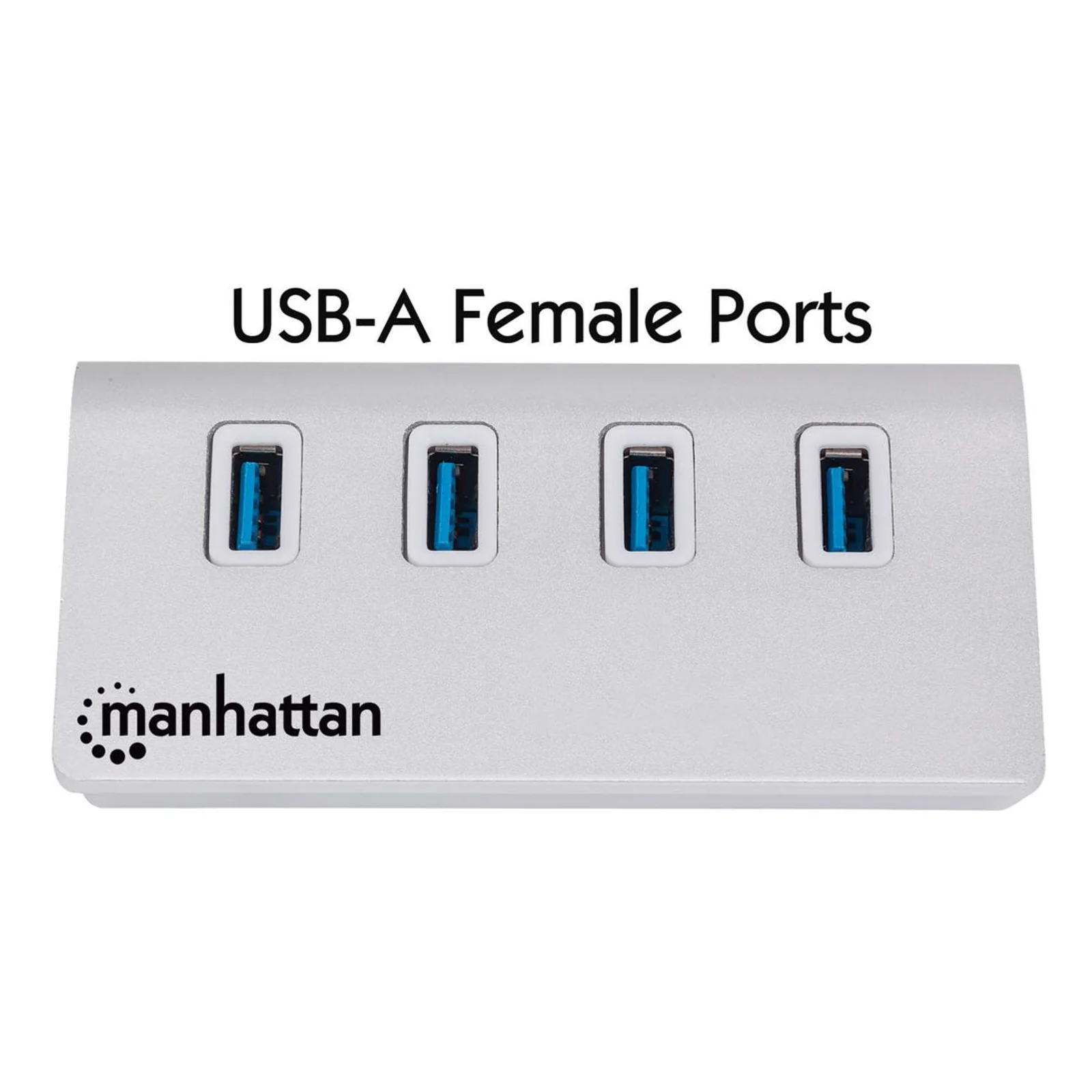 Manhattan 163767 hub & concentrateur USB 3.2 Gen 1 (3.1 Gen 1) Type-A 5000 Mbit/s Aluminium, Blanc