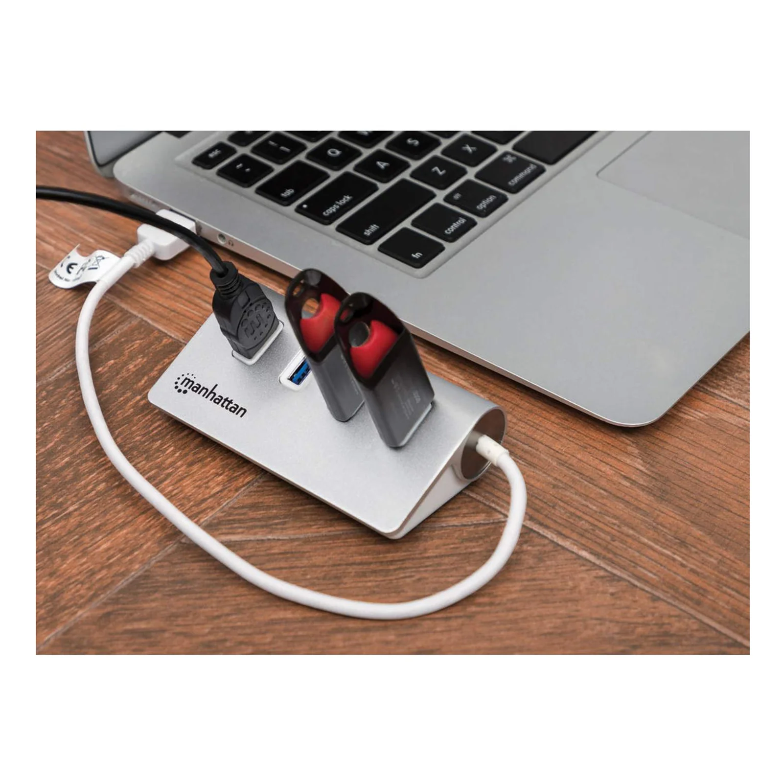 Manhattan 163767 hub & concentrateur USB 3.2 Gen 1 (3.1 Gen 1) Type-A 5000 Mbit/s Aluminium, Blanc