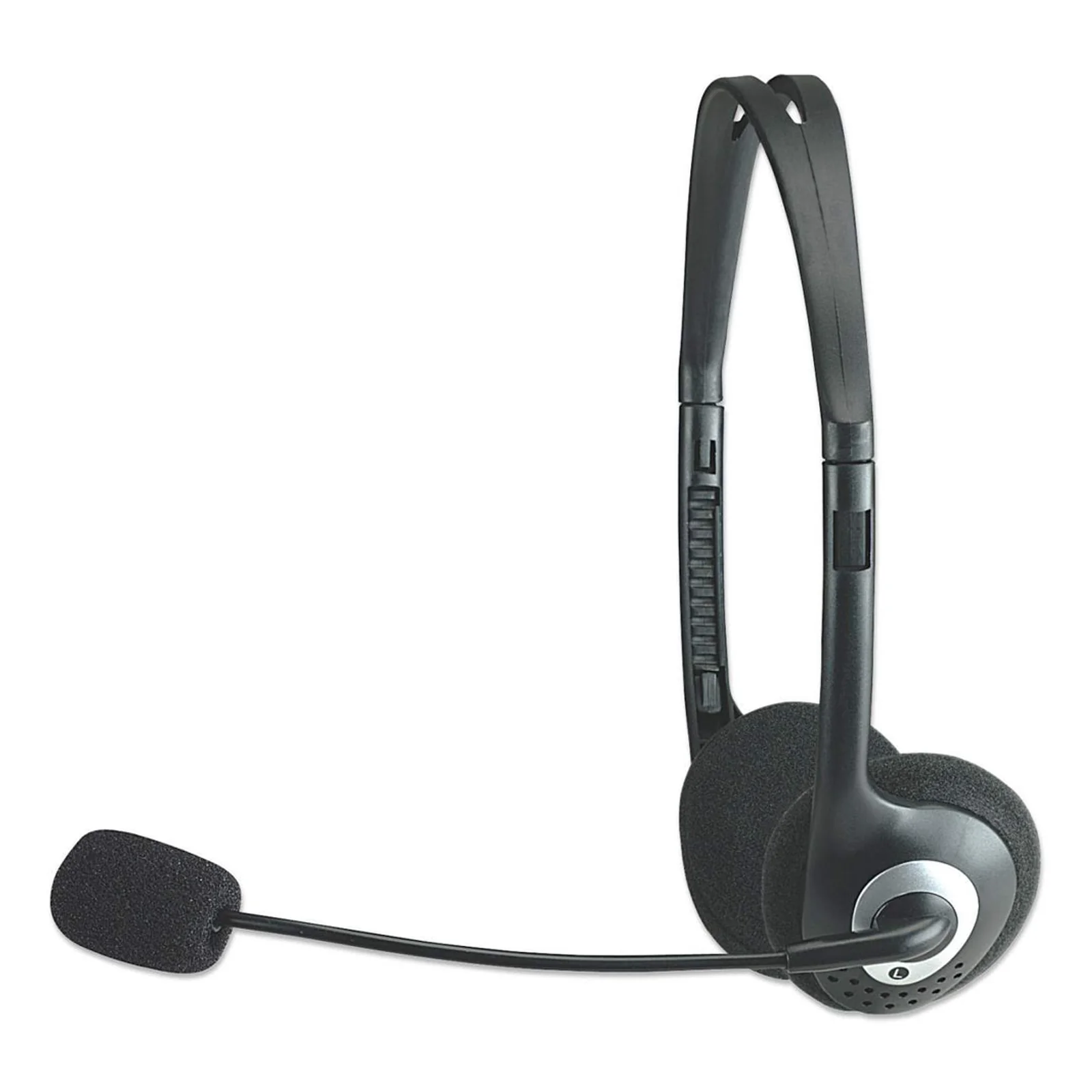 Manhattan 164429 casque Avec fil Arceau Appels/Musique Noir, Argent