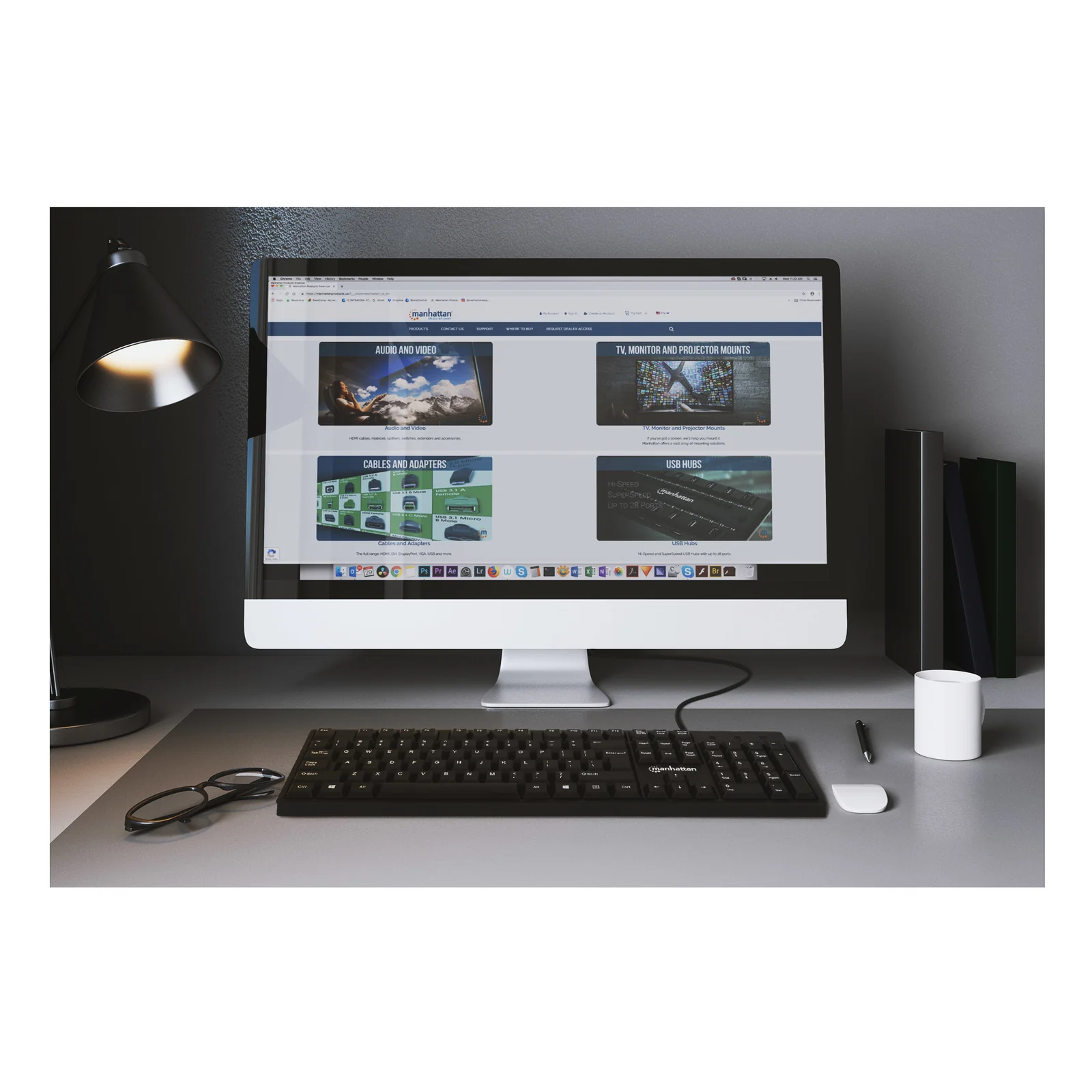 Manhattan 179324 clavier Bureau USB QWERTZ Noir