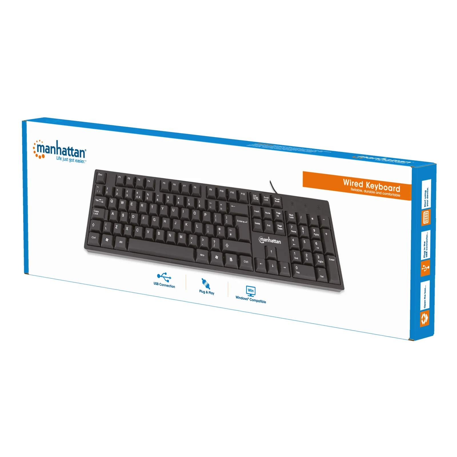 Manhattan 179324 clavier Bureau USB QWERTZ Noir