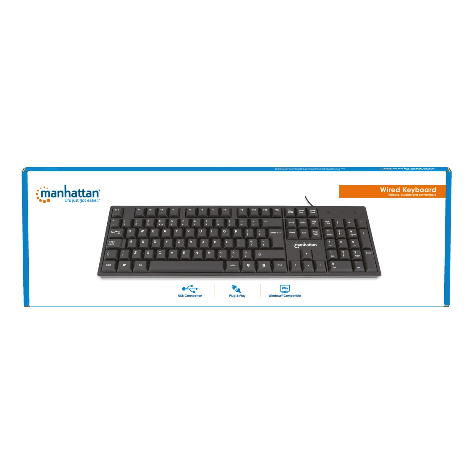 Manhattan 179324 clavier Bureau USB QWERTZ Noir