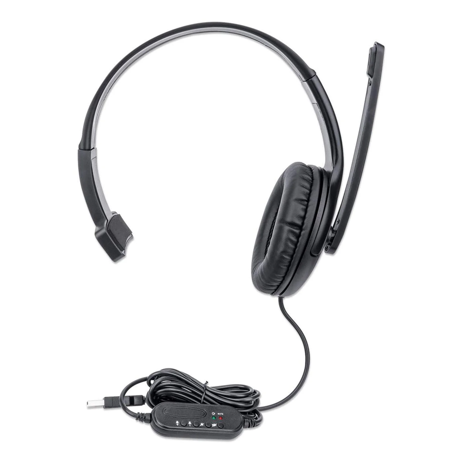 Manhattan 179874 casque Avec fil Arceau Bureau/Centre d'appels USB Type-A Noir