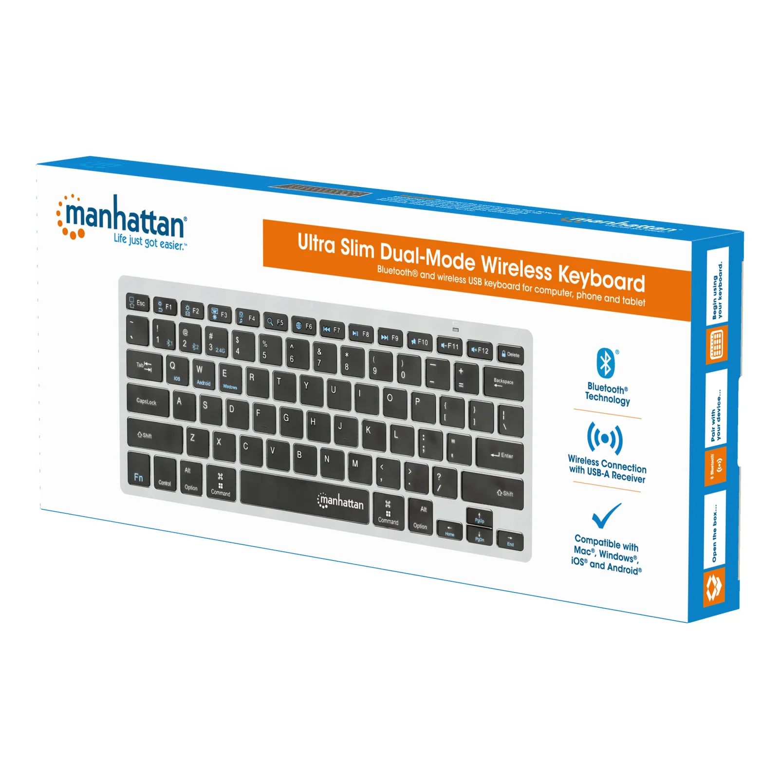 Manhattan 180559 clavier Bureau RF sans fil + Bluetooth QWERTZ Allemand Noir, Gris