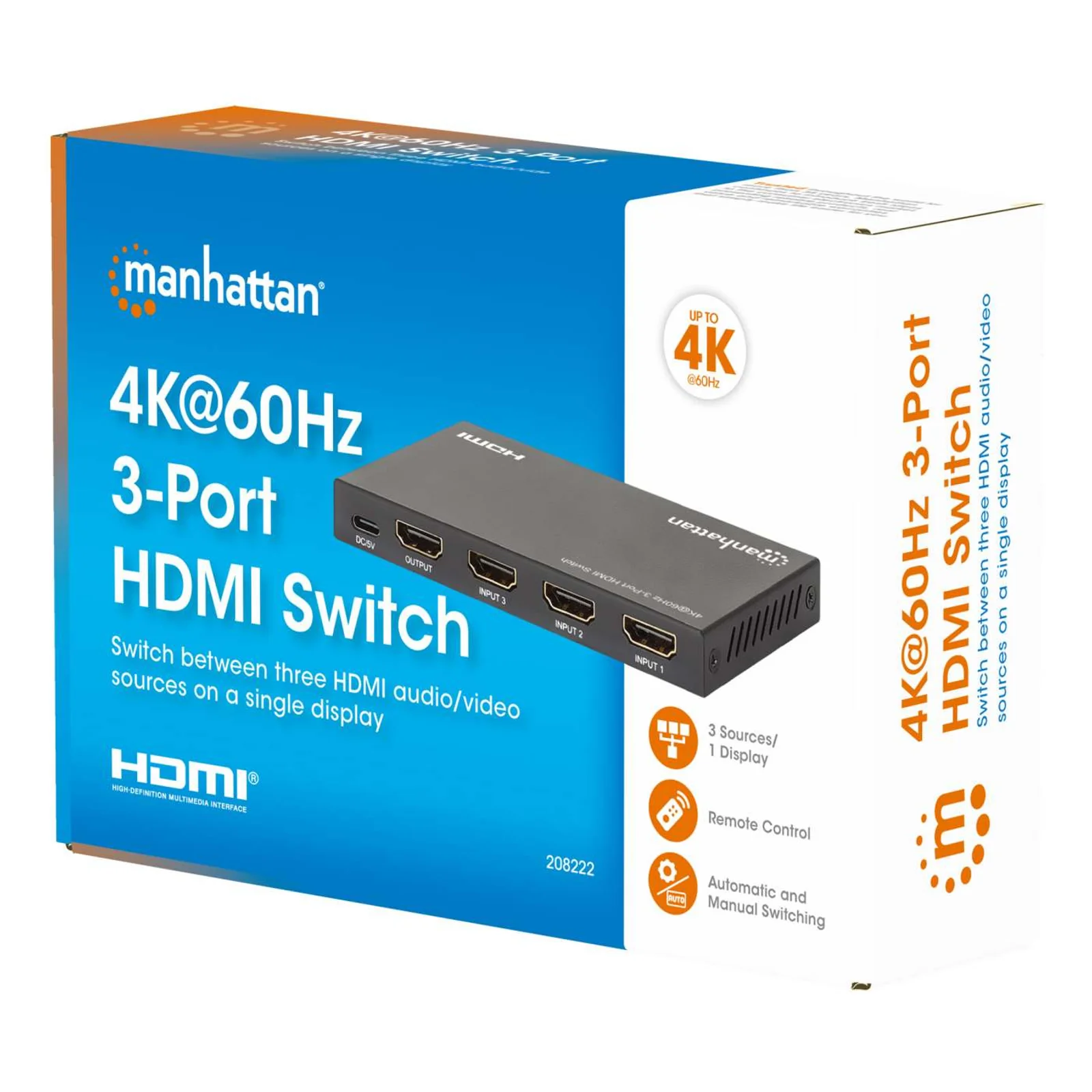 Manhattan 208222 commutateur vidéo HDMI