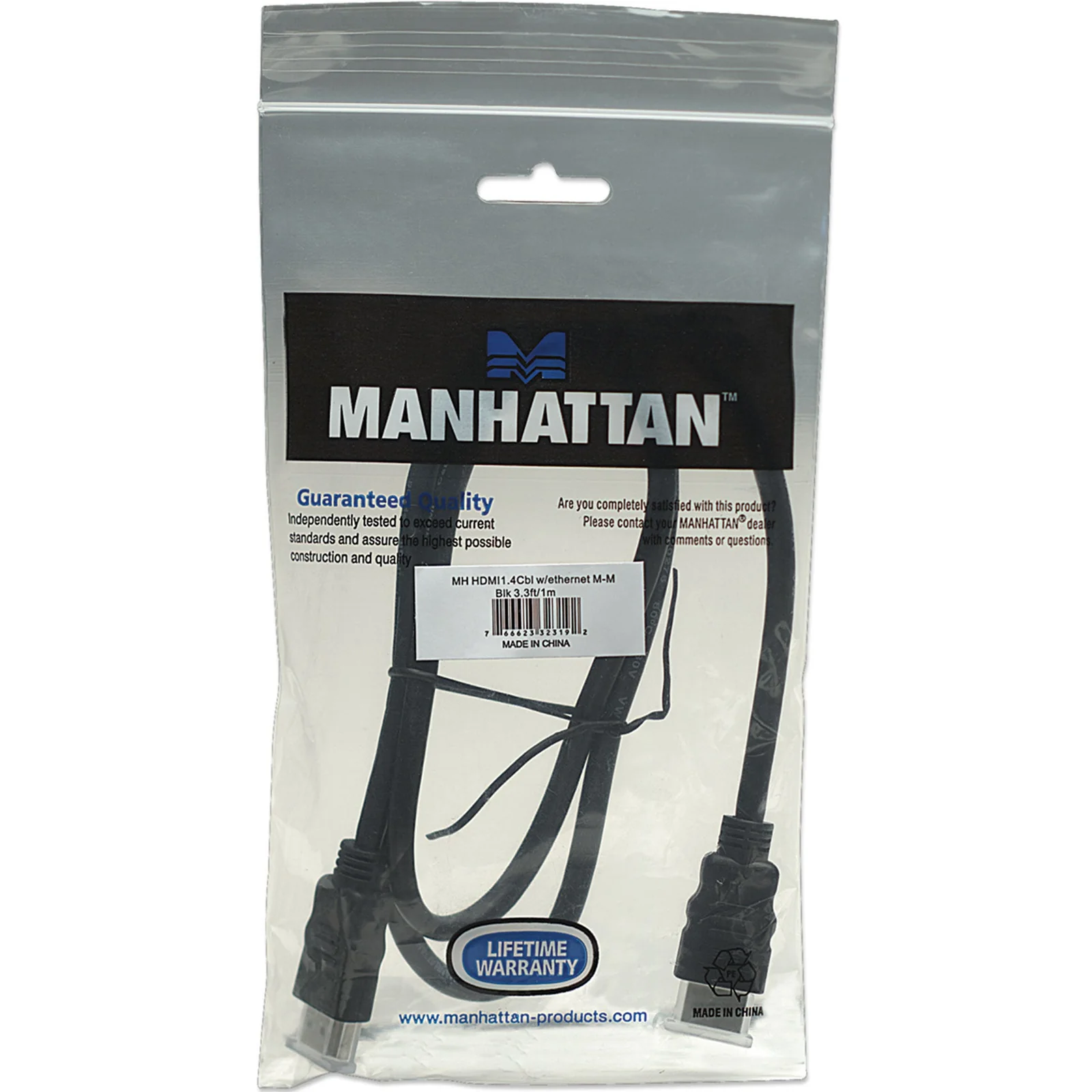 Manhattan 323192 câble HDMI 1 m HDMI Type A (Standard) Noir