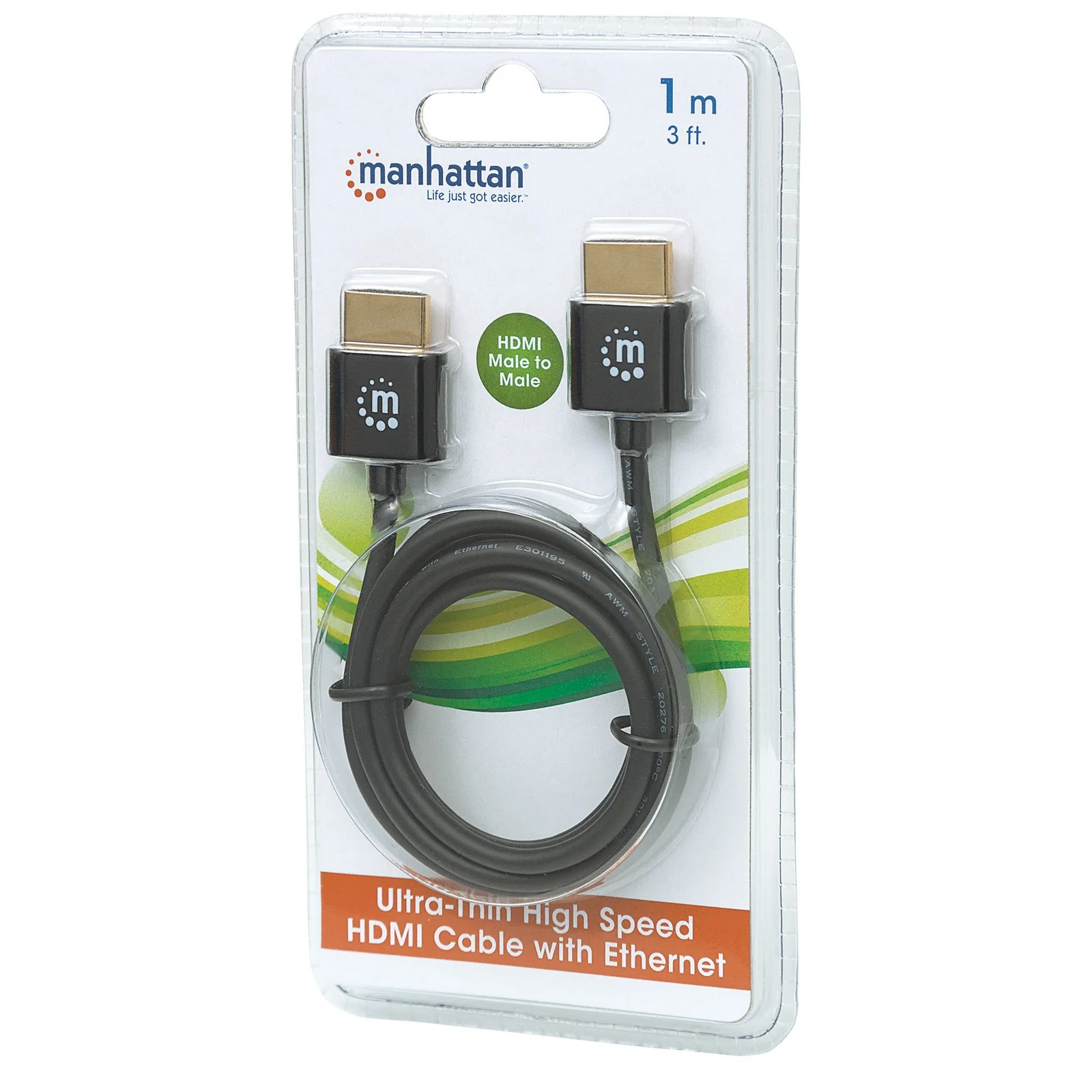 Manhattan 394352 câble HDMI 1 m HDMI Type A (Standard) Noir