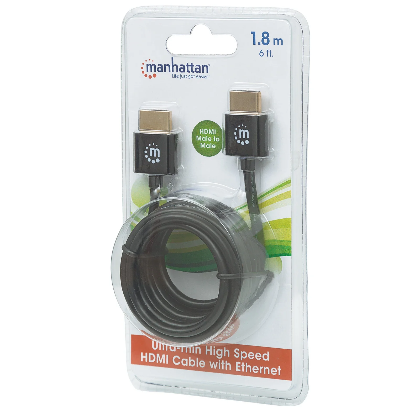 Manhattan 394369 câble HDMI 1,8 m HDMI Type A (Standard) Noir