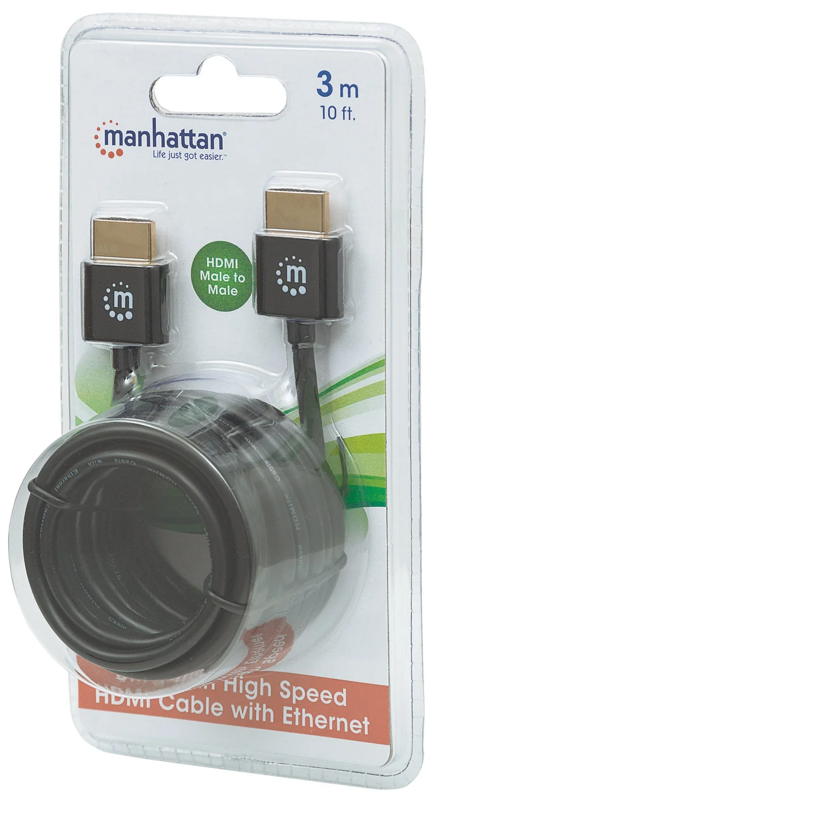 Manhattan 394376 câble HDMI 3 m HDMI Type A (Standard) Noir