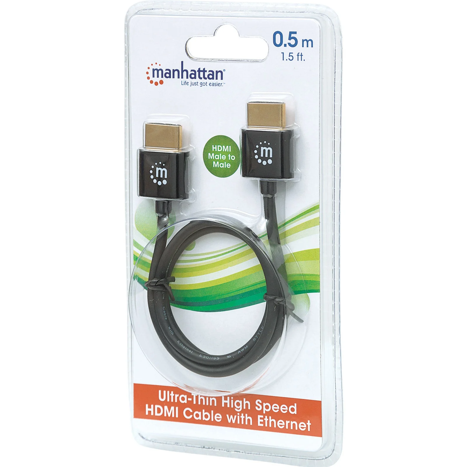 Manhattan 394406 câble HDMI 0,5 m HDMI Type A (Standard) Noir