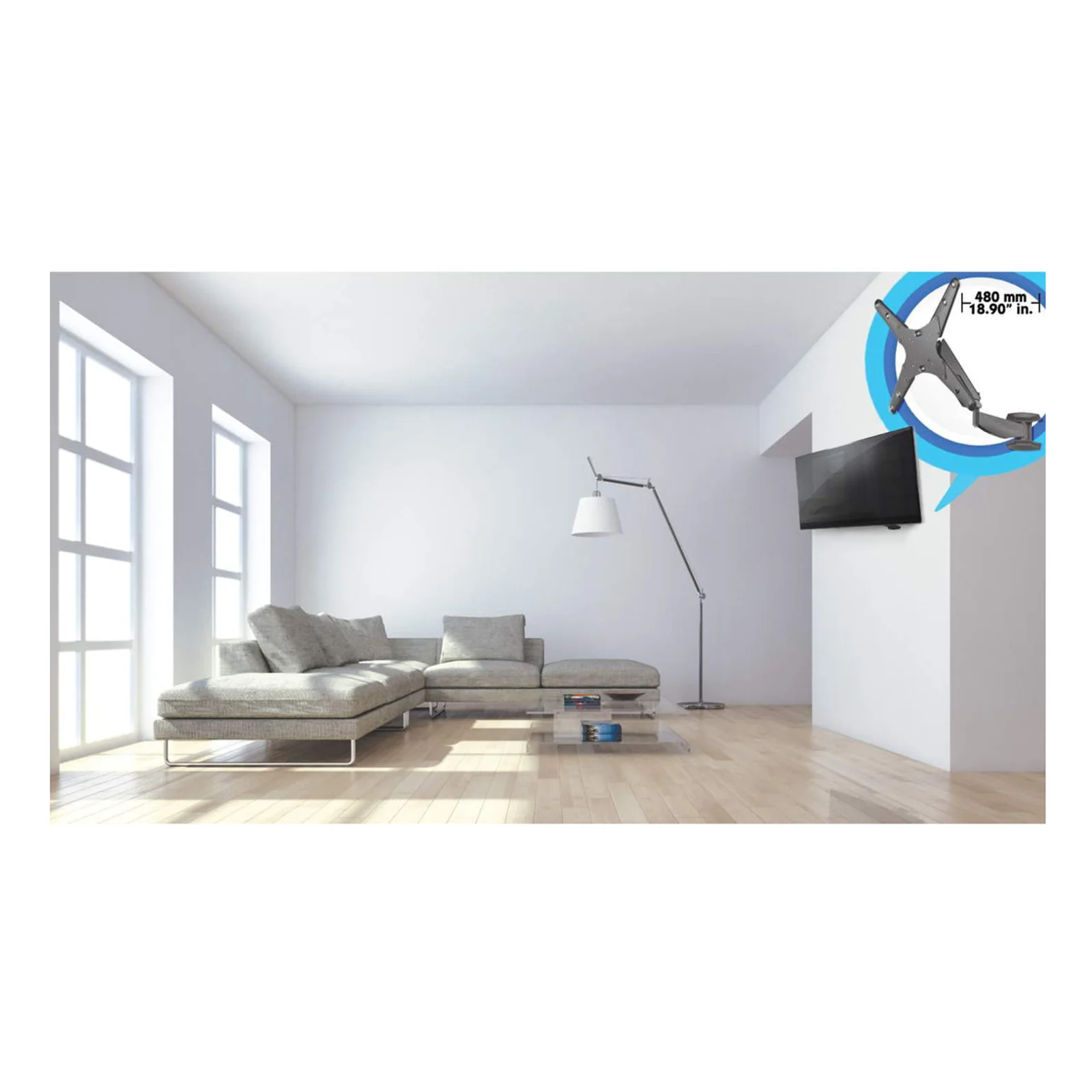 Manhattan 461641 support d'écran plat pour bureau 152,4 cm (60") Mur Noir
