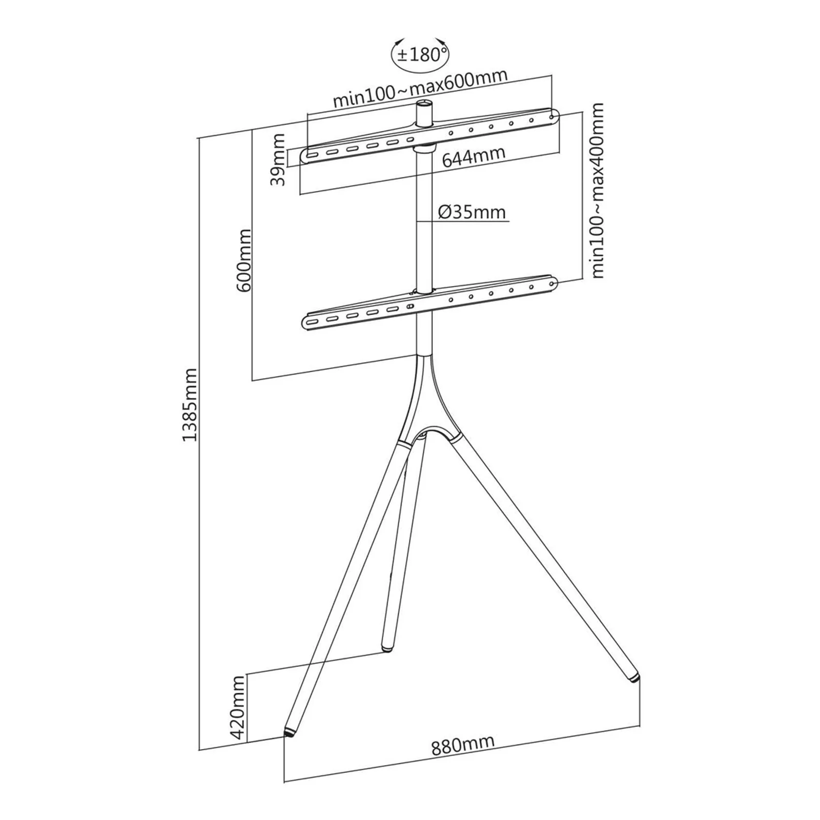 Manhattan 461795 support d'écran plat pour bureau 165,1 cm (65") Sol Bleu, Marron