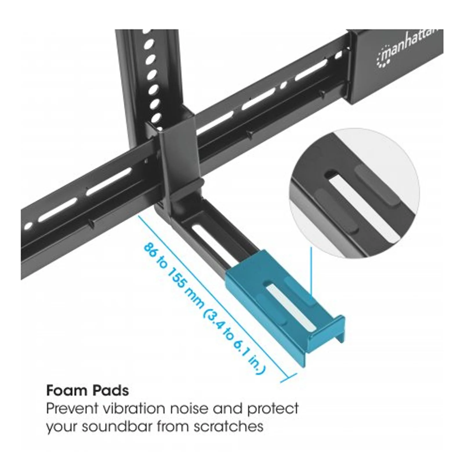 Manhattan 461849 support de haut-parleurs Mur Plastique, Acier Noir