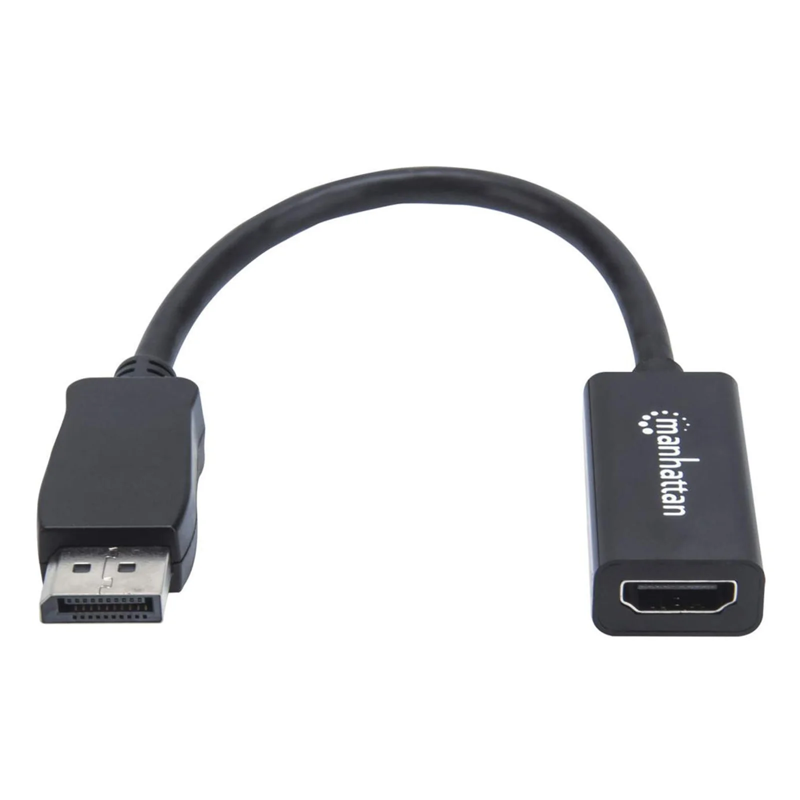 Manhattan Adaptateur câble DisplayPort 1.1 vers HDMI, 1080p à 60 Hz, mâle vers femelle, 15 cm, DP avec verrouillage, non bidirectionnel, noir, garantie 3 ans, équivalent à DP2HDMI