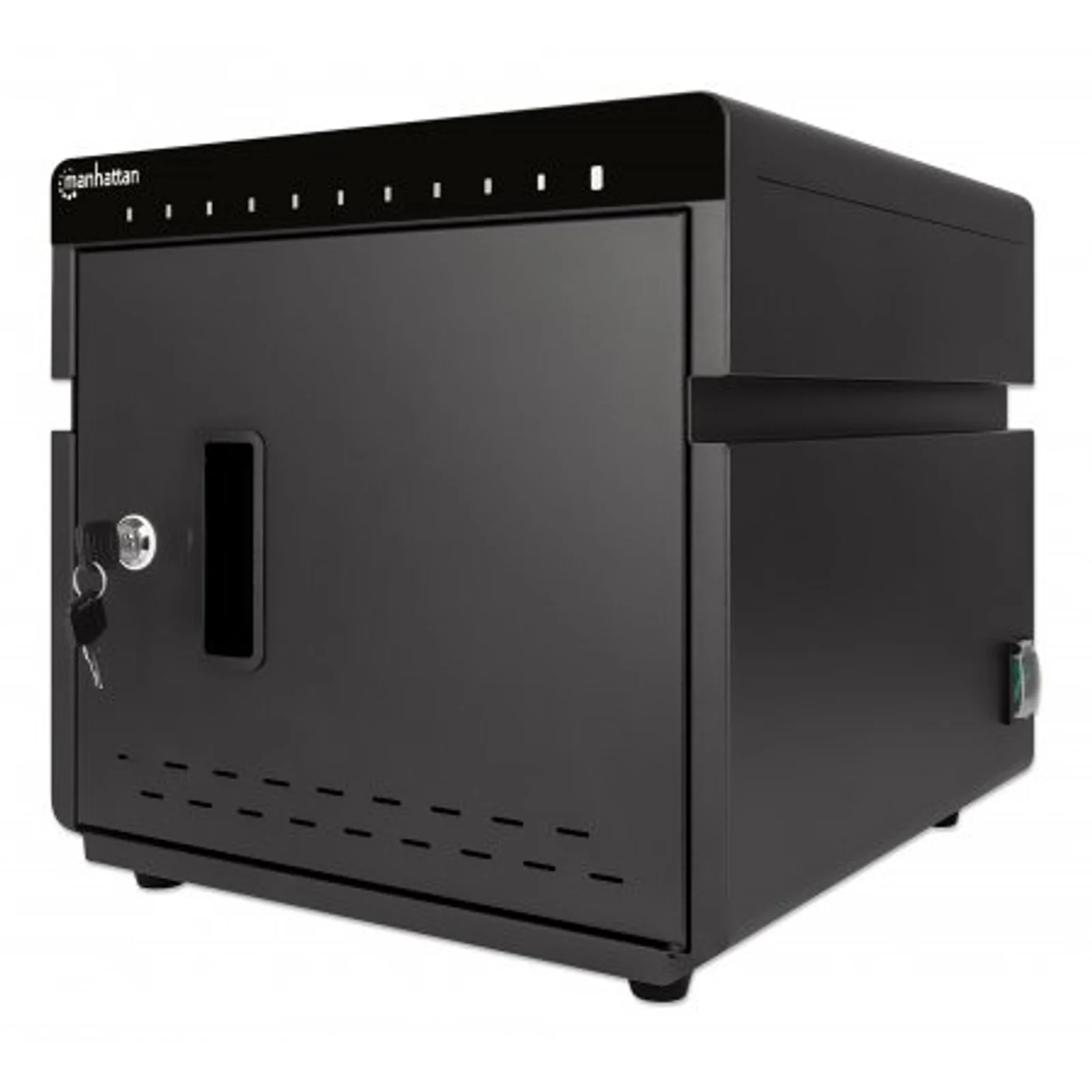 Armoire de charge USB-C de bureau 10 appareils (iPad jusqu’à 11"), pour tablettes et smartphones, compartiments 264×22×235 mm, câbles non inclus (câble USB-C 354868 suggéré), verrouillable, alternative aux chariots de charge, câbles EU/UK inclus