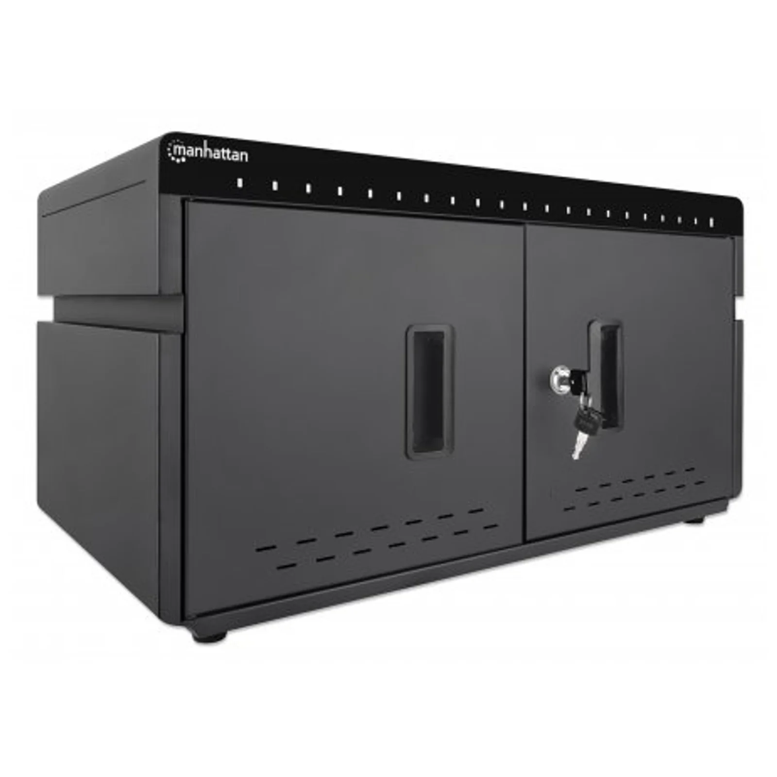 Manhattan Armoire de charge USB-C de bureau 20 appareils (iPad jusqu’à 11"), pour tablettes et smartphones, compartiments 264×22×235 mm, câbles non inclus (câble USB-C 354868 suggéré), verrouillable, alternative aux chariots de charge, câbles EU/UK inclus