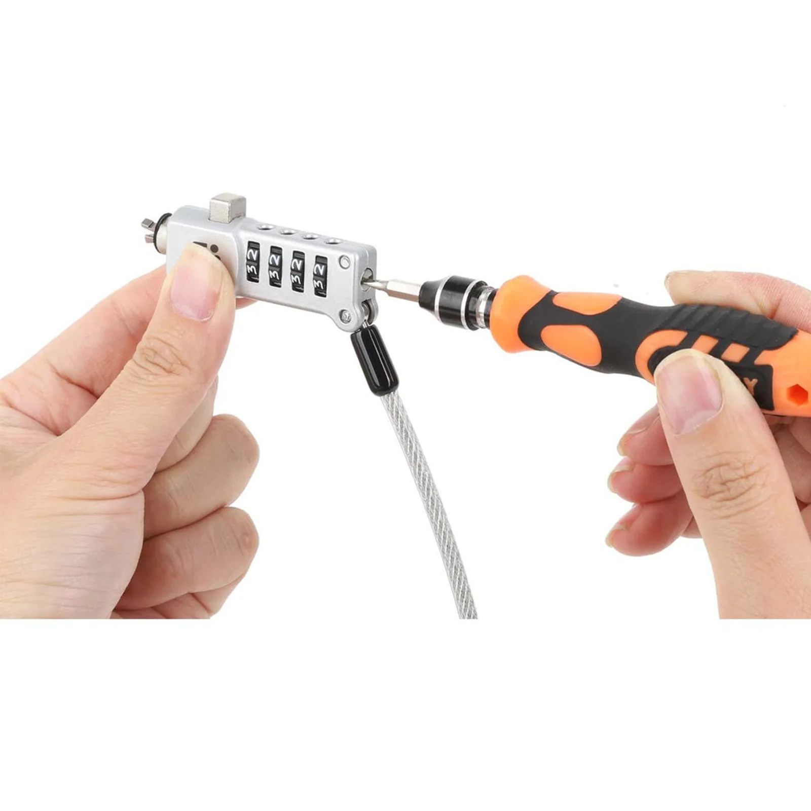 Manhattan Câble antivol universel à combinaison pour ordinateur portable (Noble Wedge®, Nano et K-Slot), 3 en 1, combinaison réinitialisable à 4 chiffres, câble de 1,8 m en acier carbone résistant à la coupe, gaine PVC translucide, argent