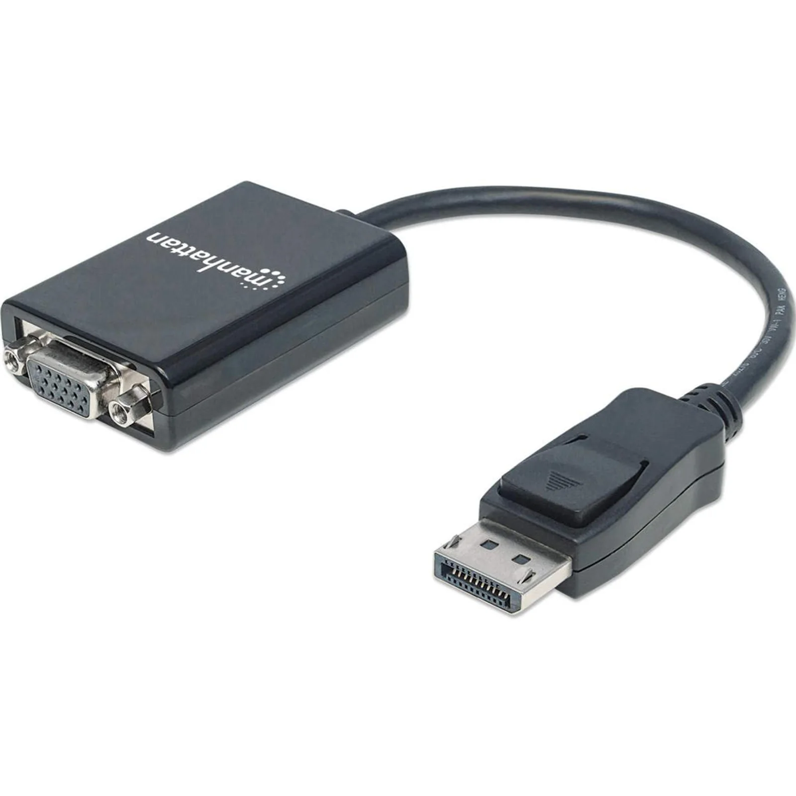 Câble convertisseur DisplayPort vers VGA HD15, actif, 15 cm, mâle vers femelle, DP avec verrouillage, noir, garantie à vie, équivalent à DP2VGA2