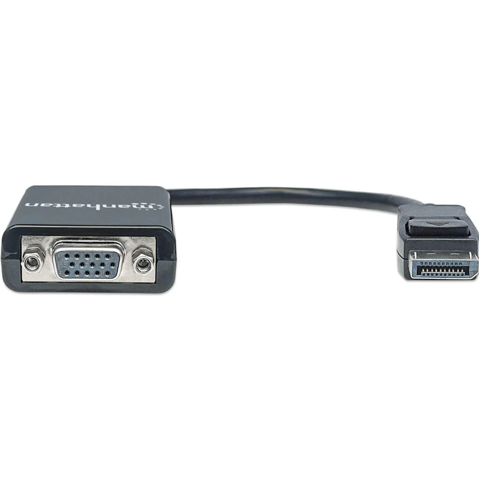 Manhattan Câble convertisseur DisplayPort vers VGA HD15, actif, 15 cm, mâle vers femelle, DP avec verrouillage, noir, garantie à vie, équivalent à DP2VGA2