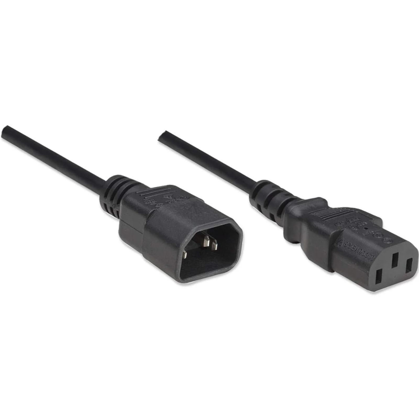 Manhattan Câble d’alimentation C14 mâle vers C13 femelle, pour connexion moniteur à unité centrale, 1,8 m, 10 A, noir, câble secteur, garantie à vie