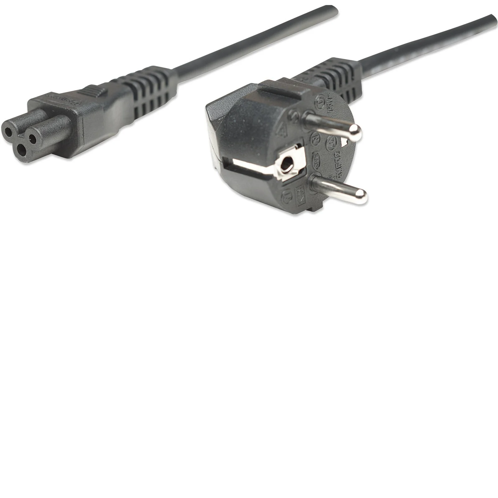 Câble d’alimentation, prise Schuko européenne (CEE 7/4) vers connecteur C5 femelle (trèfle), 1,8 m, 16 A, noir, câble secteur, garantie à vie