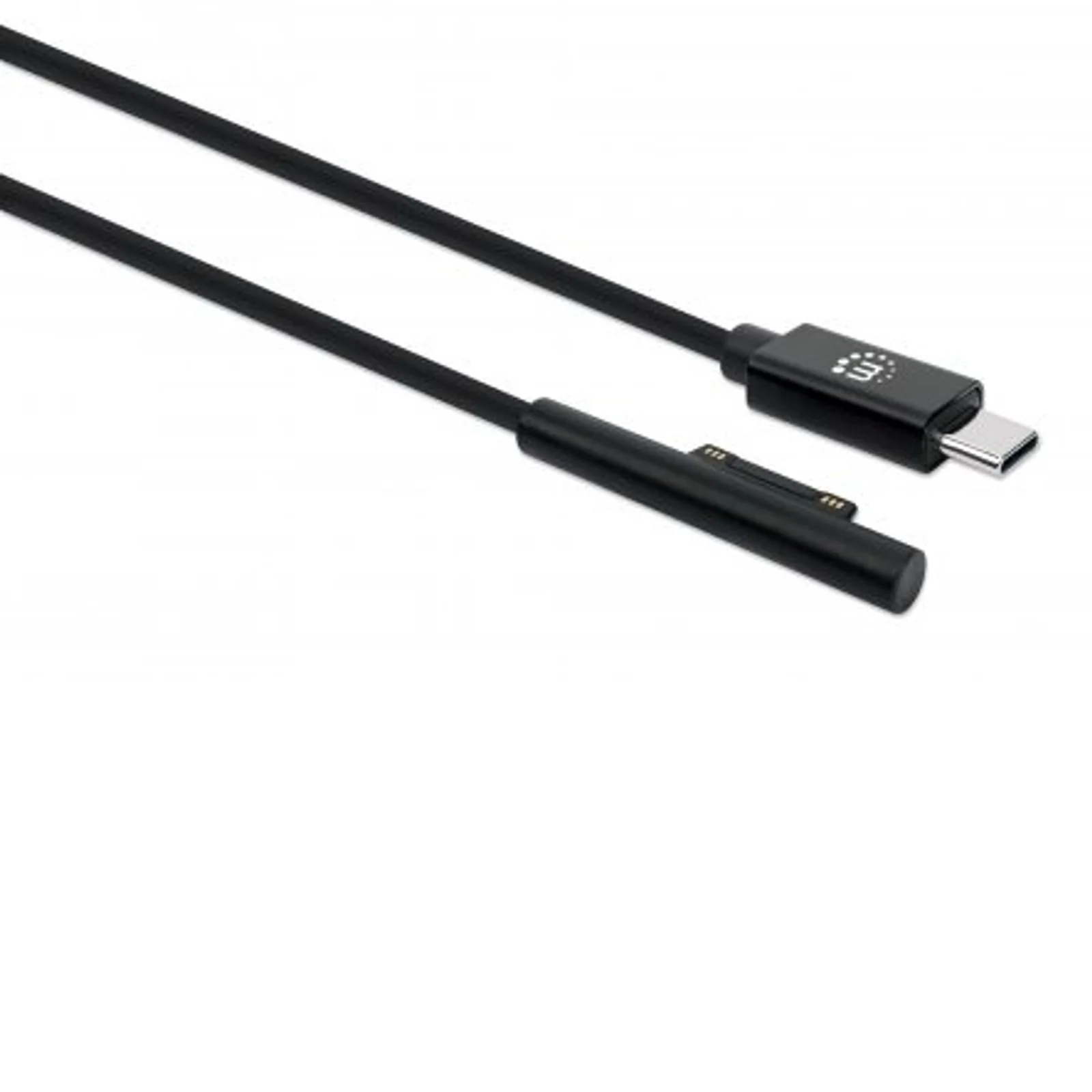 Manhattan Câble de charge USB-C vers Microsoft Surface, 1,8 m, mâle à mâle, 15 V/3 A, charge uniquement (pas de données), noir, garantie à vie