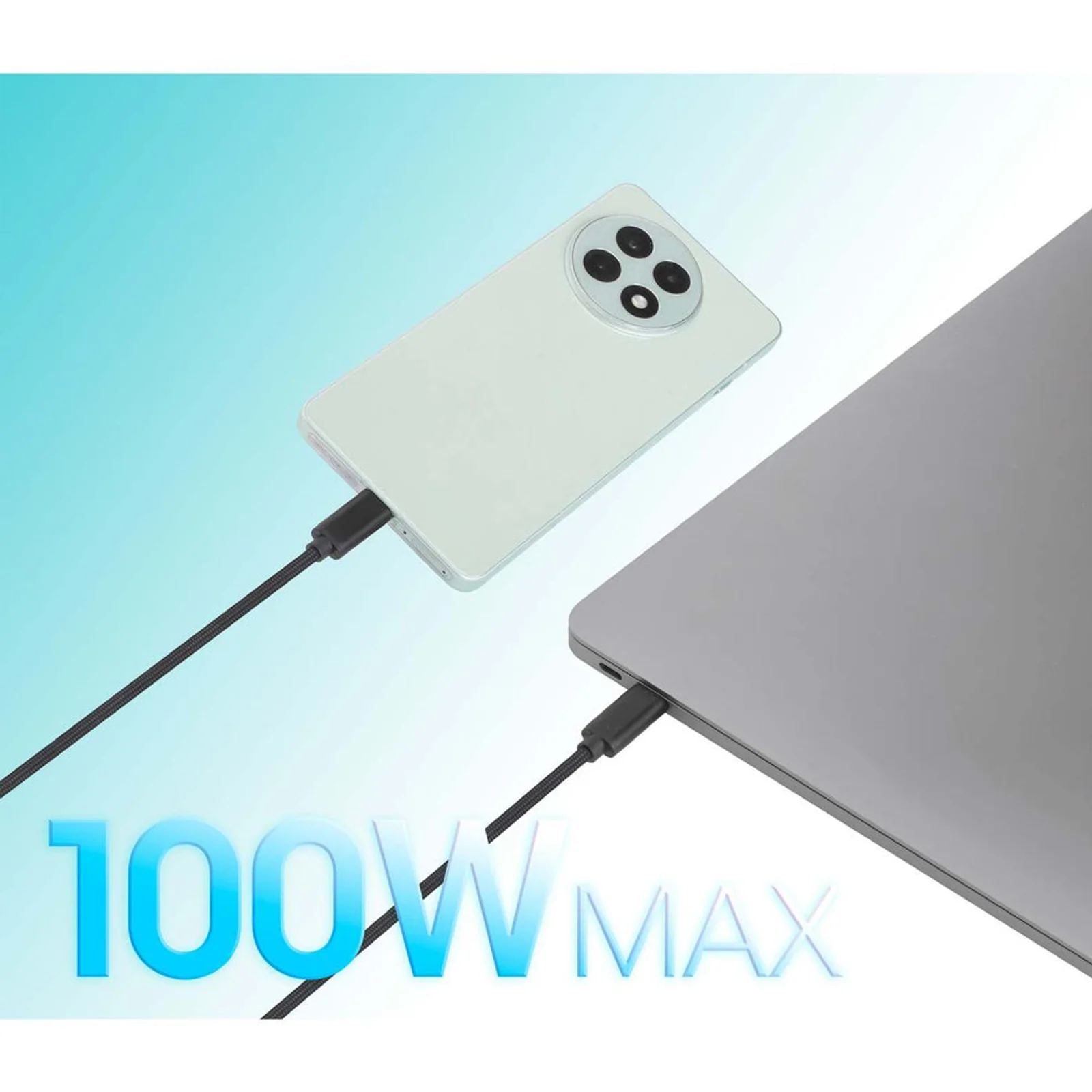 Manhattan Câble de charge USB-C vers USB-C double, répartiteur intelligent, 100 W, 2 m, charge deux appareils depuis un port USB-C PD, gaine tressée, noir, garantie 3 ans