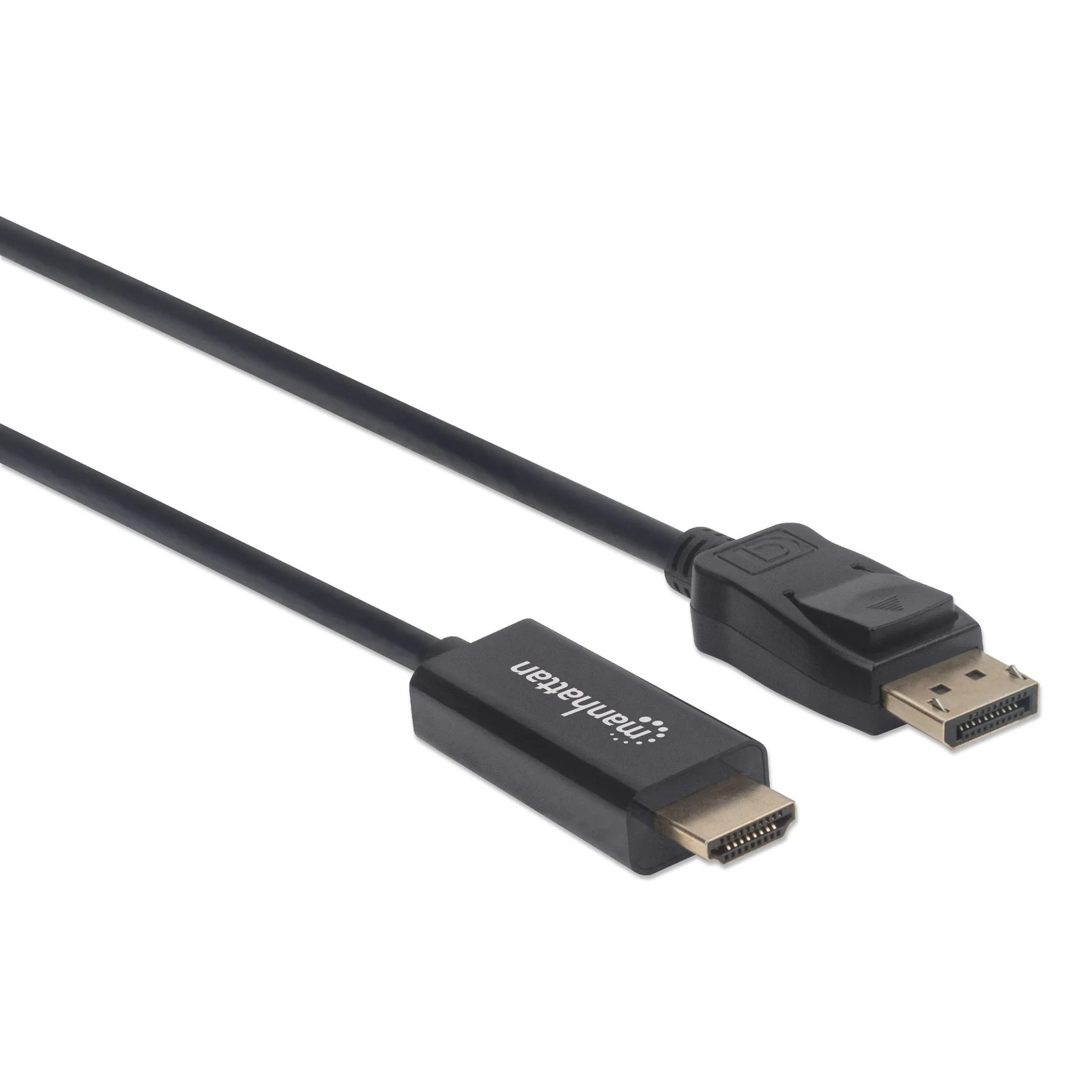 Manhattan Câble DisplayPort 1.1 vers HDMI, 1080p à 60 Hz, 1,8 m, mâle à mâle, DP avec verrouillage, non bidirectionnel, noir, garantie 3 ans