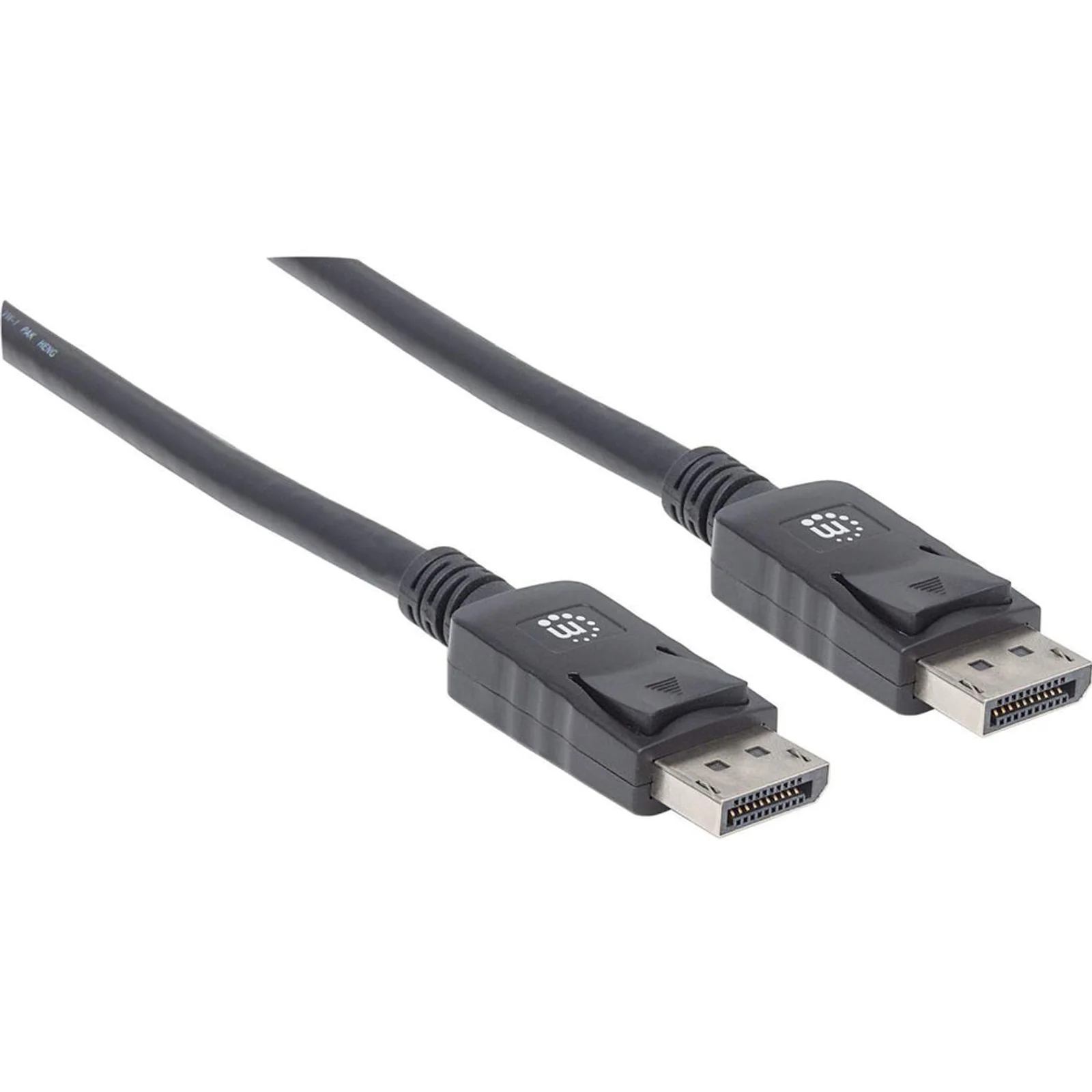 Manhattan Câble DisplayPort 1.2, 4K à 60 Hz, 1 m, mâle à mâle, connecteurs avec verrouillage, entièrement blindé, noir, garantie à vie, équivalent à DISPL1M