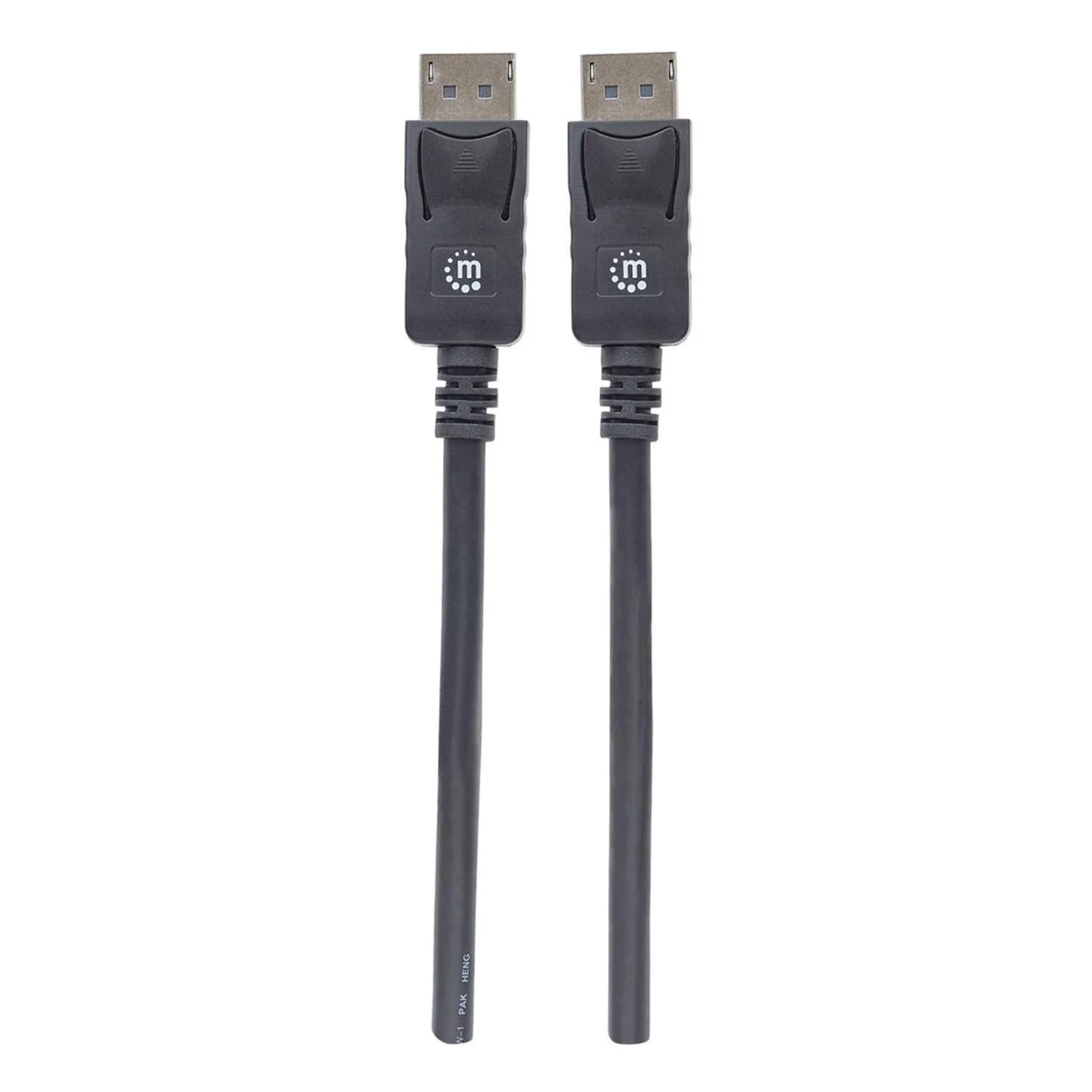 Manhattan Câble DisplayPort 1.2, 4K à 60 Hz, 1 m, mâle à mâle, connecteurs avec verrouillage, entièrement blindé, noir, garantie à vie, équivalent à DISPL1M