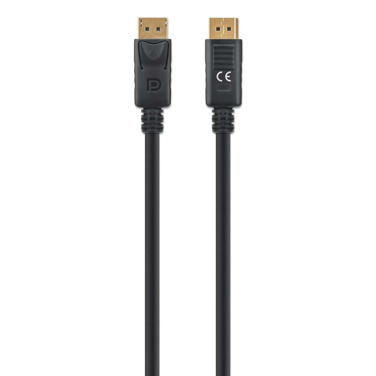 Manhattan Câble DisplayPort 1.4, 8K à 60 Hz, 1 m, compatible 8K/4K/Full HD/1080p, mâle à mâle, connecteurs avec verrouillage, entièrement blindé, noir, garantie à vie, équivalent à DP14MM1M