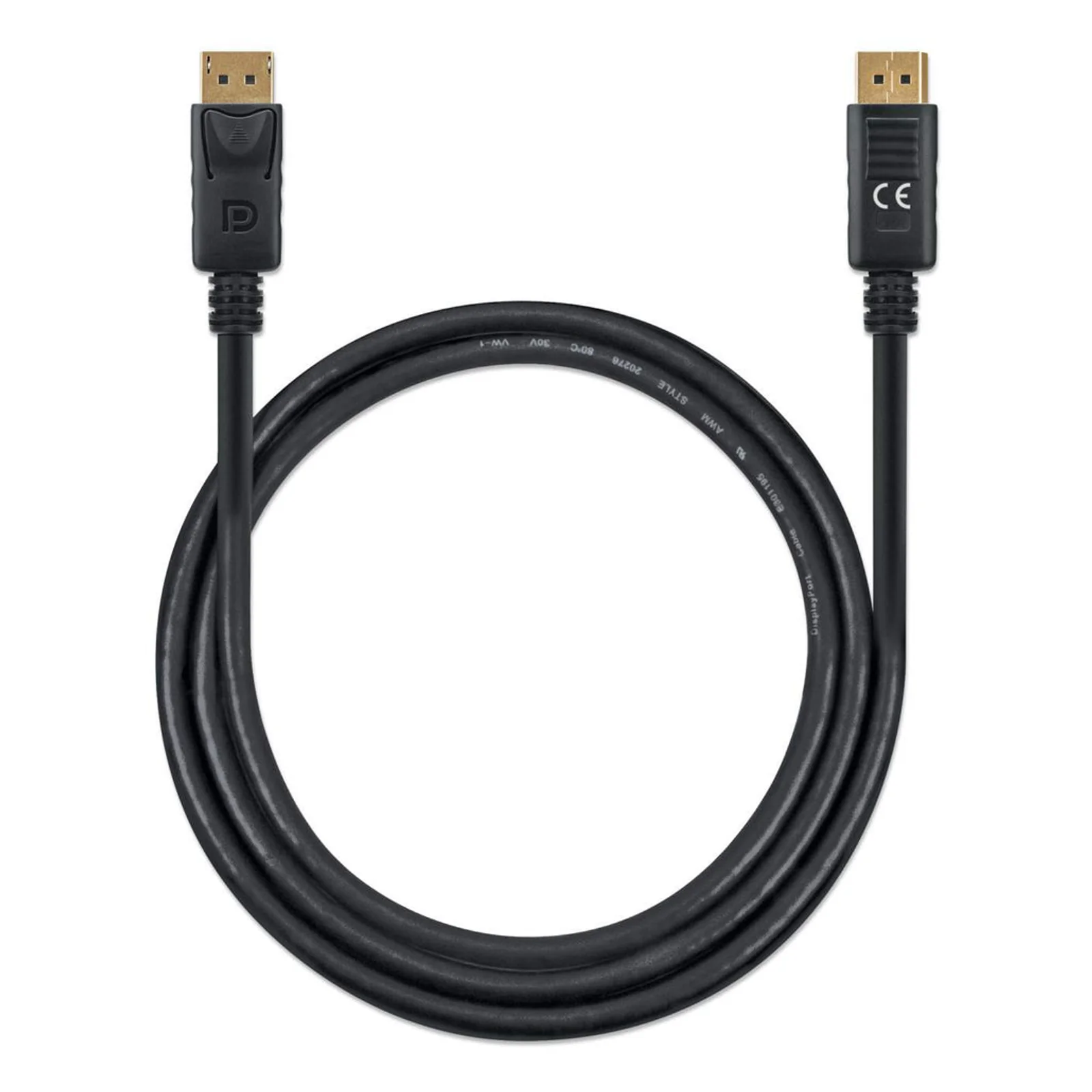 Manhattan Câble DisplayPort 1.4, 8K à 60 Hz, 1 m, compatible 8K/4K/Full HD/1080p, mâle à mâle, connecteurs avec verrouillage, entièrement blindé, noir, garantie à vie, équivalent à DP14MM1M