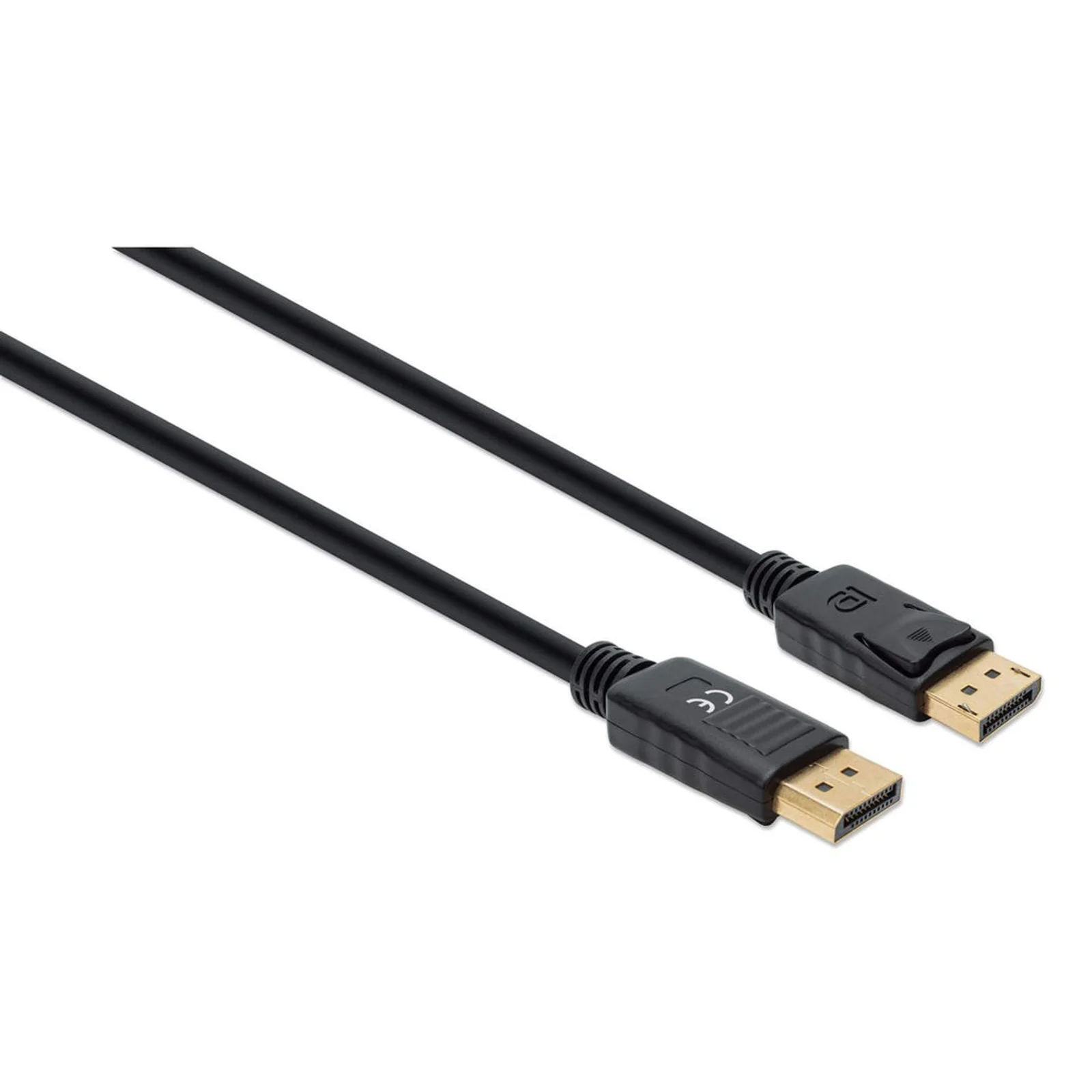 Manhattan Câble DisplayPort 1.4, 8K à 60 Hz, 2 m, compatible 8K/4K/Full HD/1080p, mâle à mâle, connecteurs avec verrouillage, entièrement blindé, noir, garantie à vie, équivalent à DP14MM2M