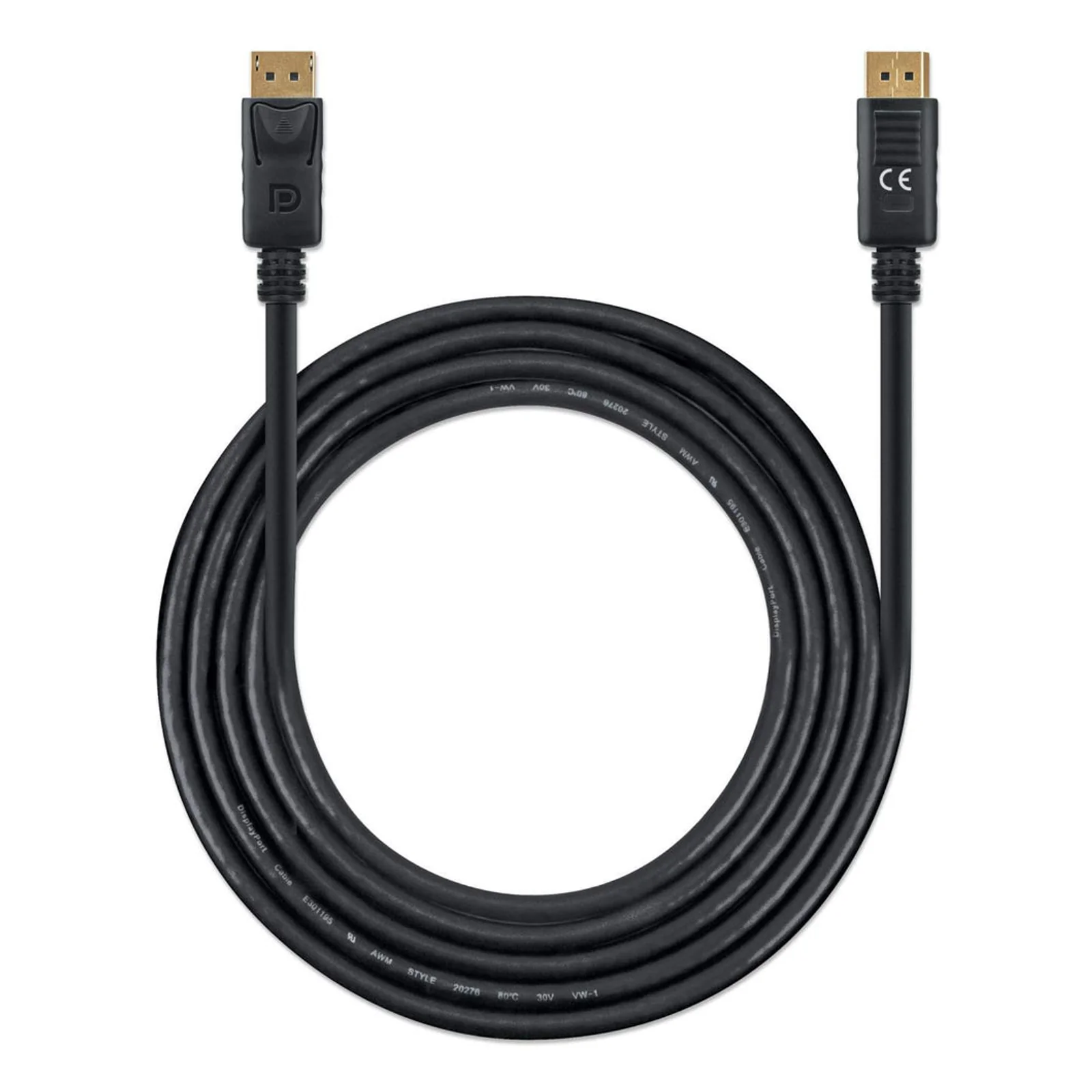 Manhattan Câble DisplayPort 1.4, 8K à 60 Hz, 2 m, compatible 8K/4K/Full HD/1080p, mâle à mâle, connecteurs avec verrouillage, entièrement blindé, noir, garantie à vie, équivalent à DP14MM2M