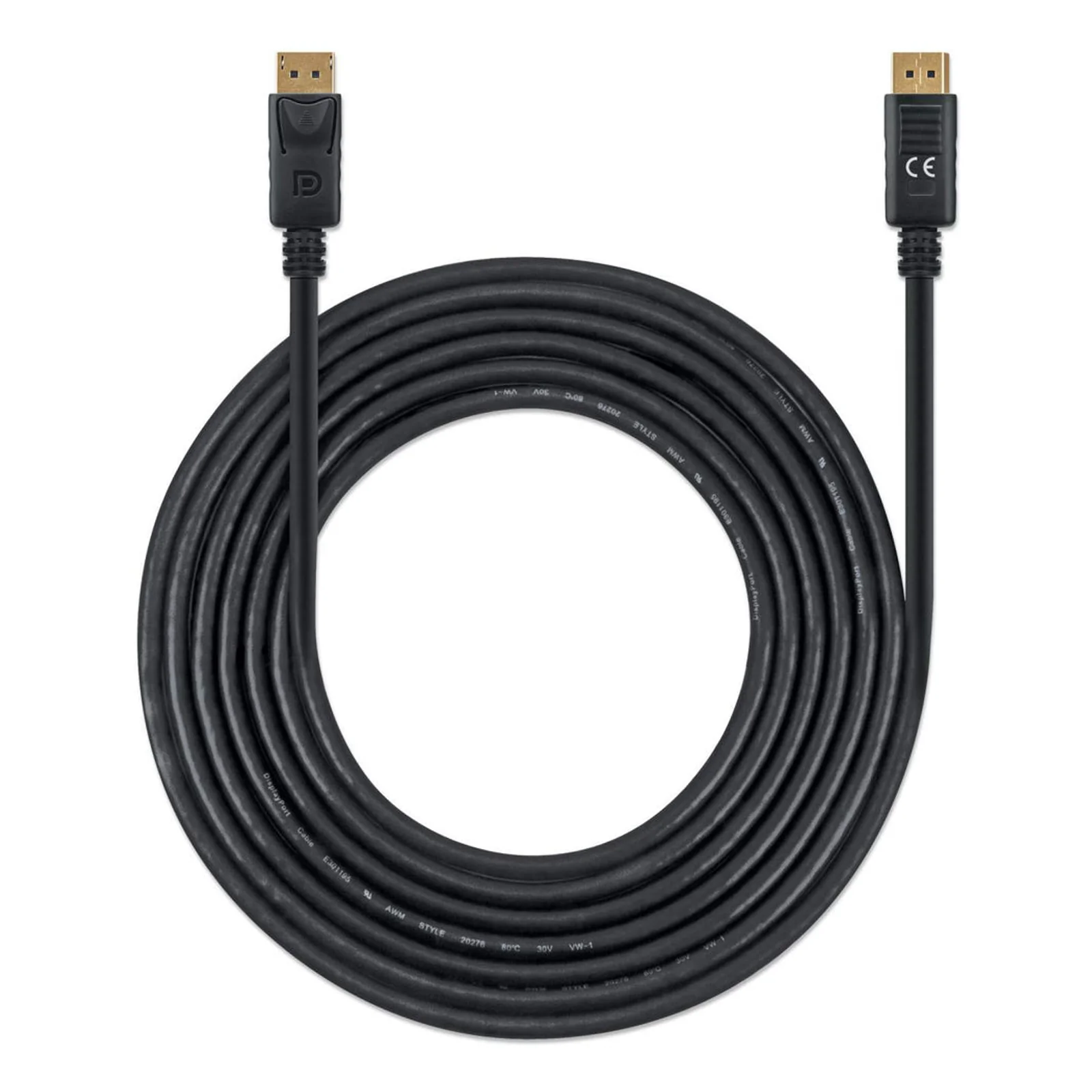 Manhattan Câble DisplayPort 1.4, 8K à 60 Hz, 3 m, compatible 8K/4K/Full HD/1080p, mâle à mâle, connecteurs avec verrouillage, entièrement blindé, noir, garantie à vie, équivalent à DP14MM3M
