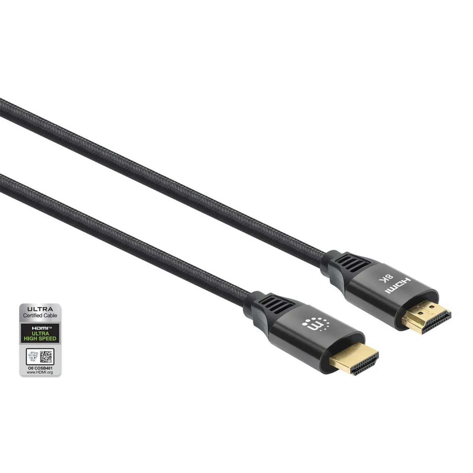 Manhattan Câble HDMI 8K@60 Hz avec Ethernet, 2 m, certifié, adapté à TOUT les usages 8K/4K/1080p/HD - lors de la mise à niveau ou préparez-la pour le moment où vous en aurez besoin, 4K@120 Hz, mâle à mâle, noir, garantie à vie