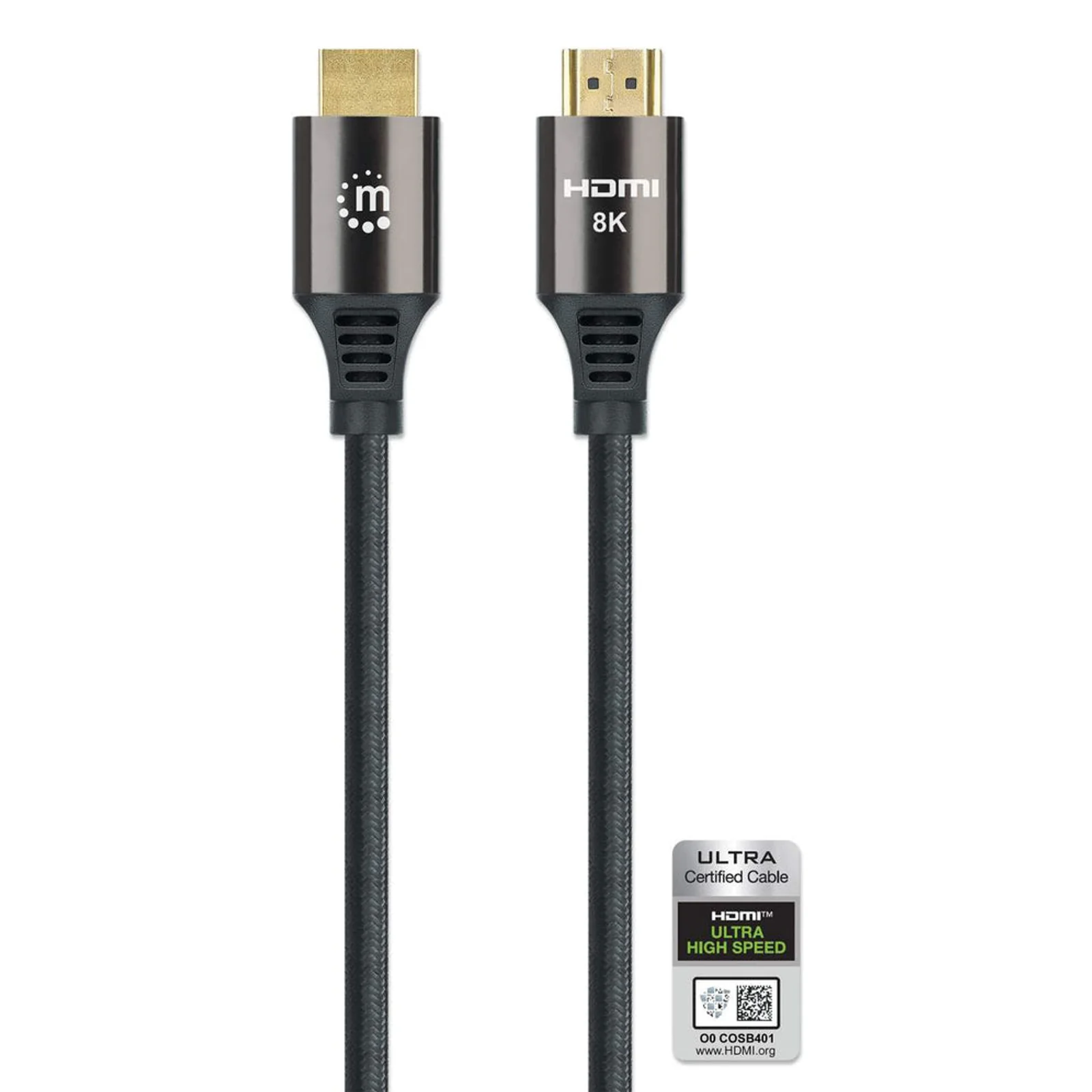 Manhattan Câble HDMI 8K@60 Hz avec Ethernet, 2 m, certifié, adapté à TOUT les usages 8K/4K/1080p/HD - lors de la mise à niveau ou préparez-la pour le moment où vous en aurez besoin, 4K@120 Hz, mâle à mâle, noir, garantie à vie