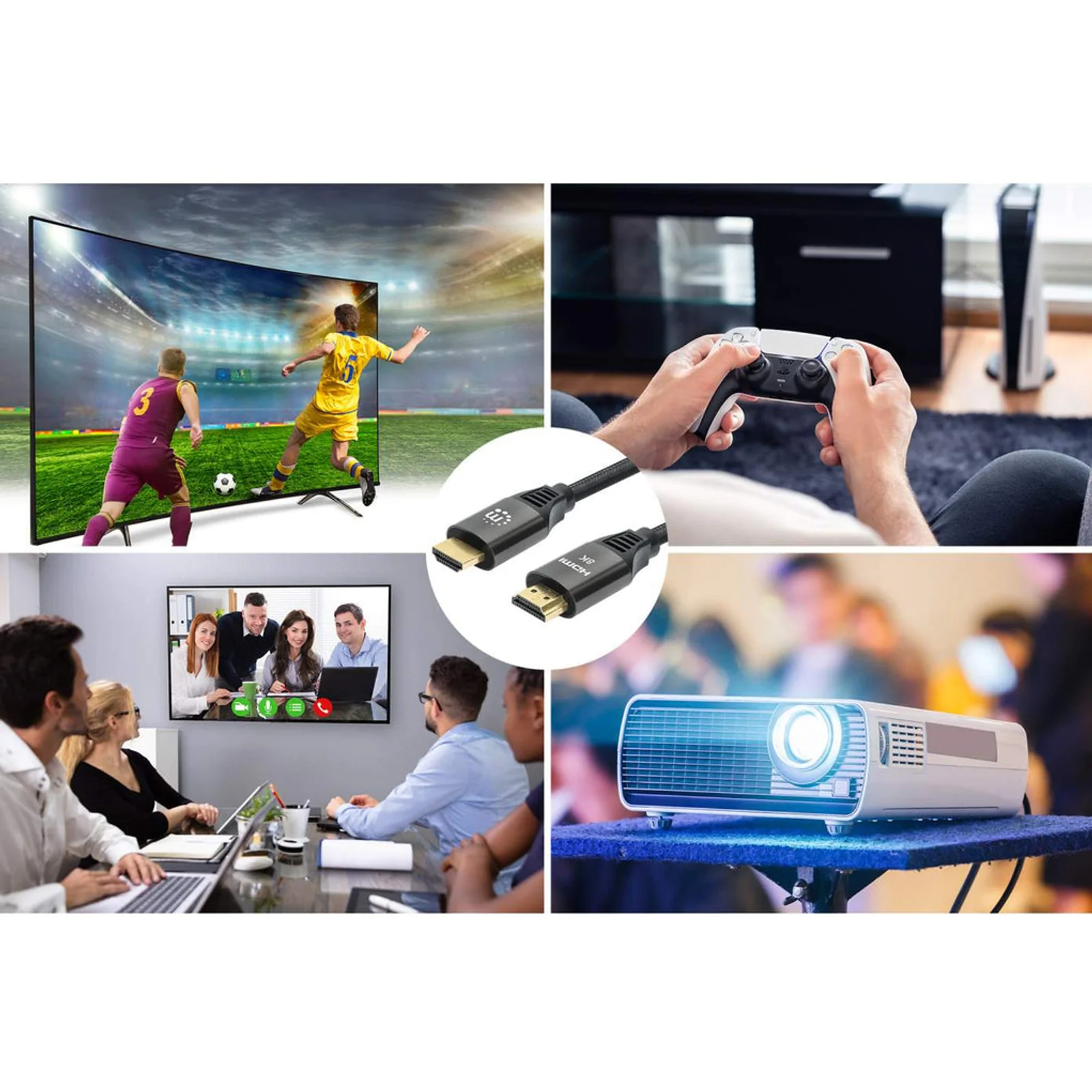 Manhattan Câble HDMI 8K@60 Hz avec Ethernet, 2 m, certifié, adapté à TOUT les usages 8K/4K/1080p/HD - lors de la mise à niveau ou préparez-la pour le moment où vous en aurez besoin, 4K@120 Hz, mâle à mâle, noir, garantie à vie