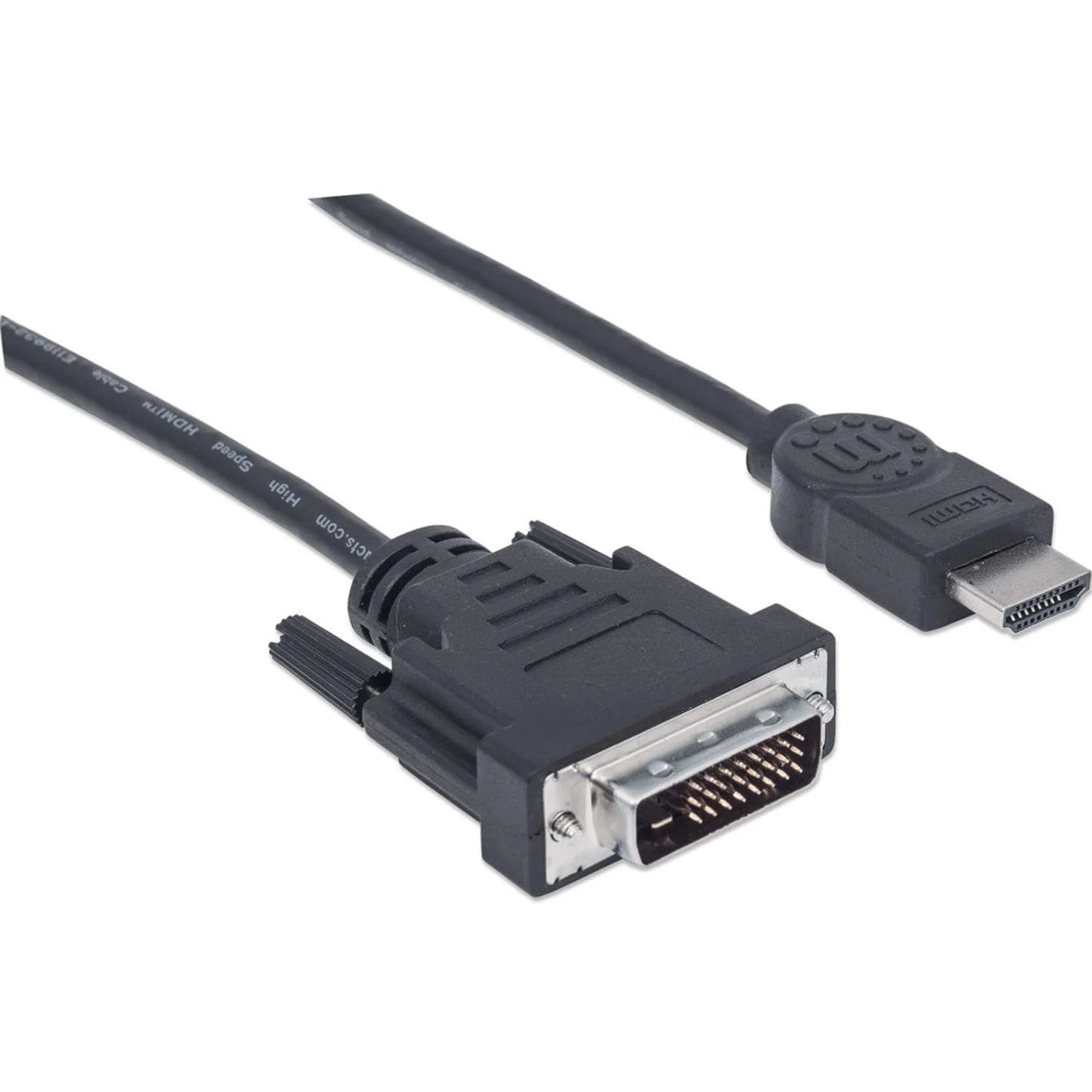 Manhattan Câble HDMI vers DVI-D 24+1, Dual Link, 1,8 m, mâle à mâle, compatible DVI-D, noir, garantie à vie, équivalent à HDMIDVIMM6