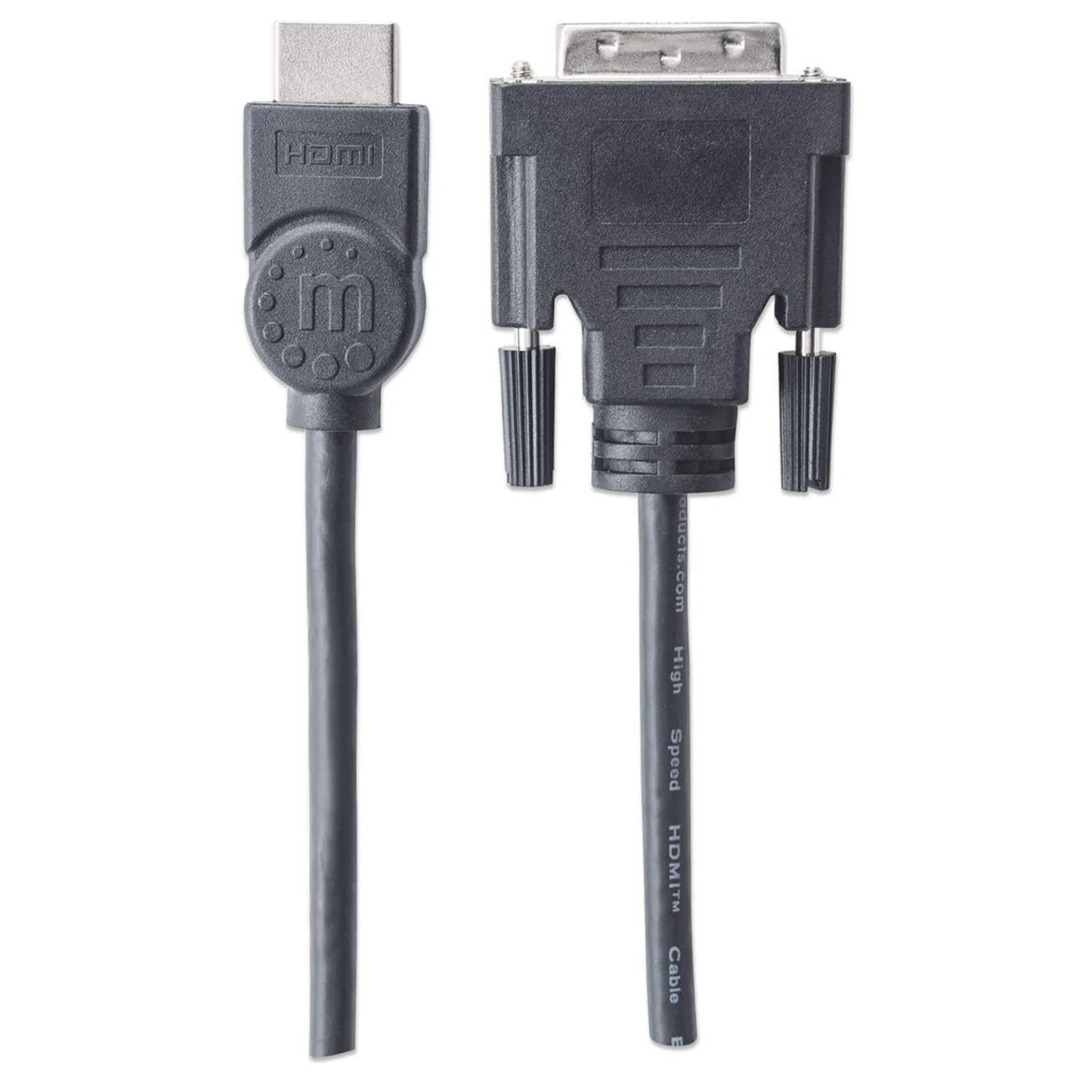 Manhattan Câble HDMI vers DVI-D 24+1, Dual Link, 1,8 m, mâle à mâle, compatible DVI-D, noir, garantie à vie, équivalent à HDMIDVIMM6