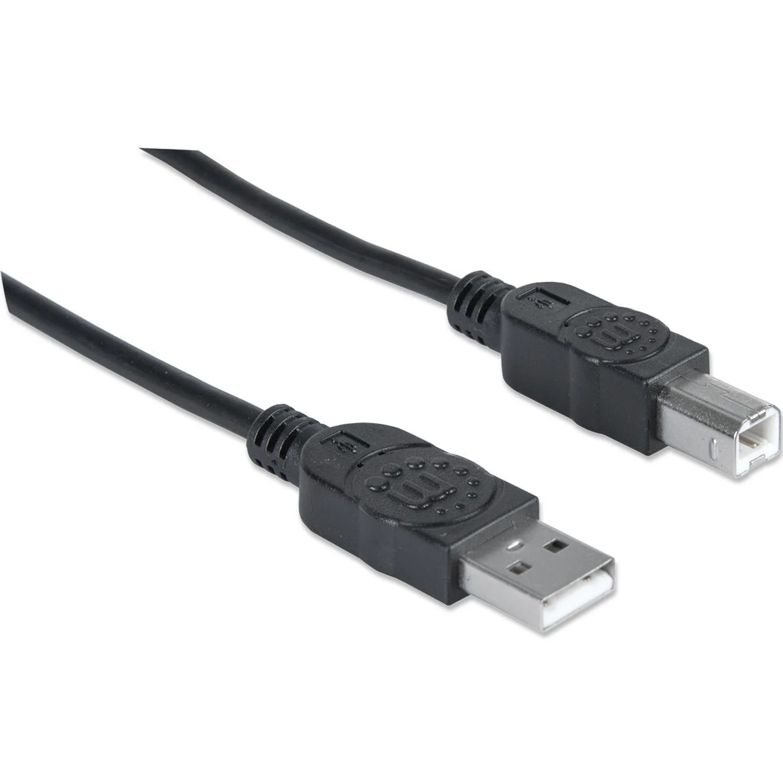 Manhattan Câble USB-A vers USB-B, 3 m, mâle à mâle, 480 Mbit/s (USB 2.0), noir, garantie à vie, équivalent à USB2HAB3M