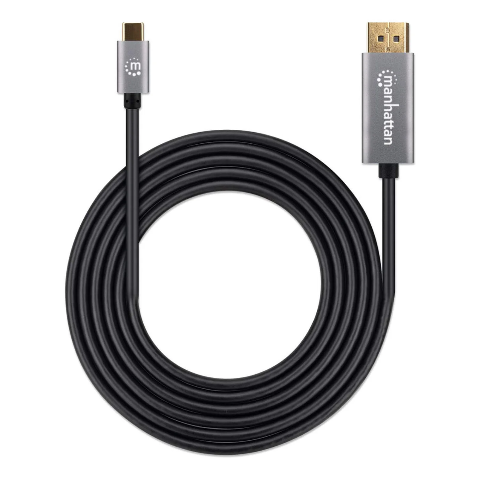 Manhattan Câble USB-C vers DisplayPort 1.4, 8K@60Hz, 2 m, mâle à mâle, non bidirectionnel, noir, garantie 3 ans, équivalent à CDP2DP146B (sauf 20 cm plus long)